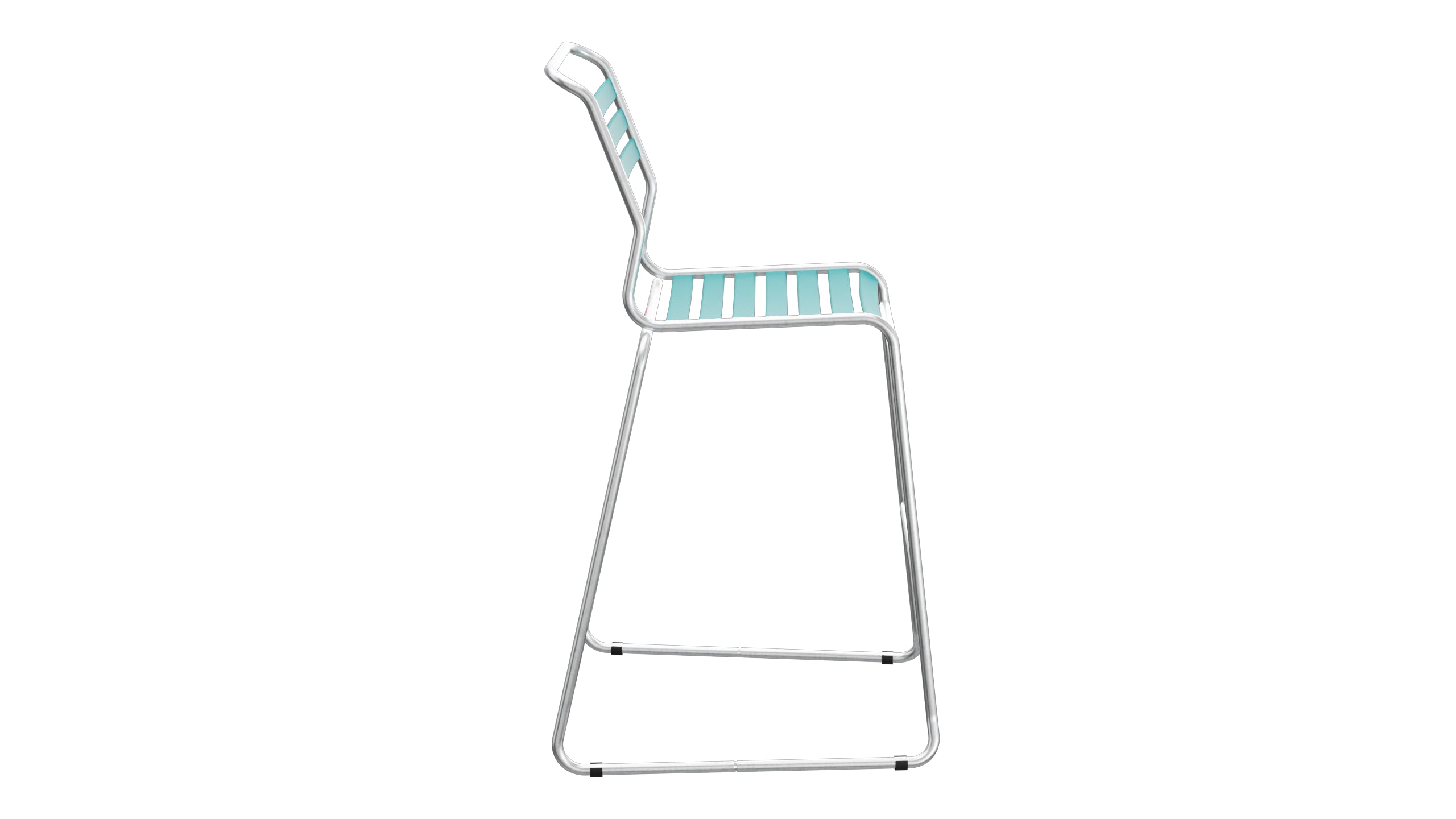 Säntis Lättli-Barstuhl ohne Armlehne Kufen in Kaliblau präsentiert im Onlineshop von KAQTU Design AG. Outdoor-Barstuhl ist von Schaffner