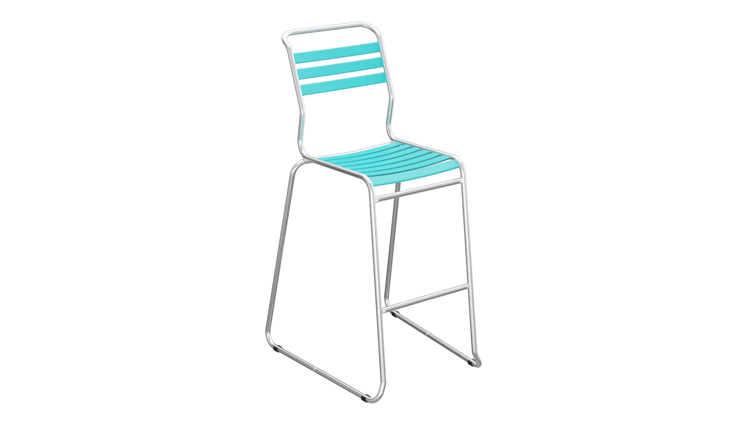 Säntis Lättli-Barstuhl ohne Armlehne Kufen in Türkis präsentiert im Onlineshop von KAQTU Design AG. Outdoor-Barstuhl ist von Schaffner