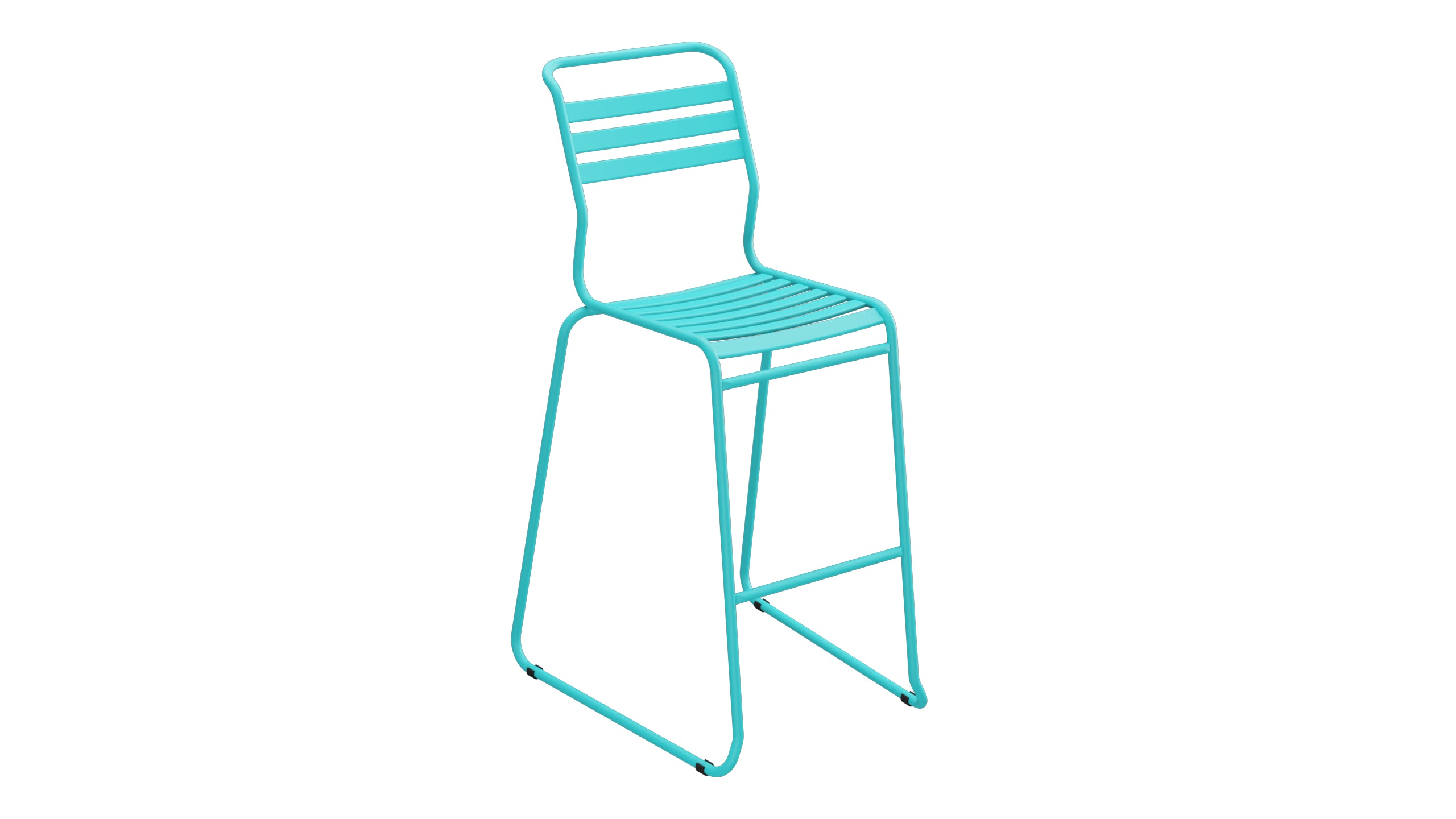 Säntis Lättli-Barstuhl ohne Armlehne Kufen in Türkis präsentiert im Onlineshop von KAQTU Design AG. Outdoor-Barstuhl ist von Schaffner