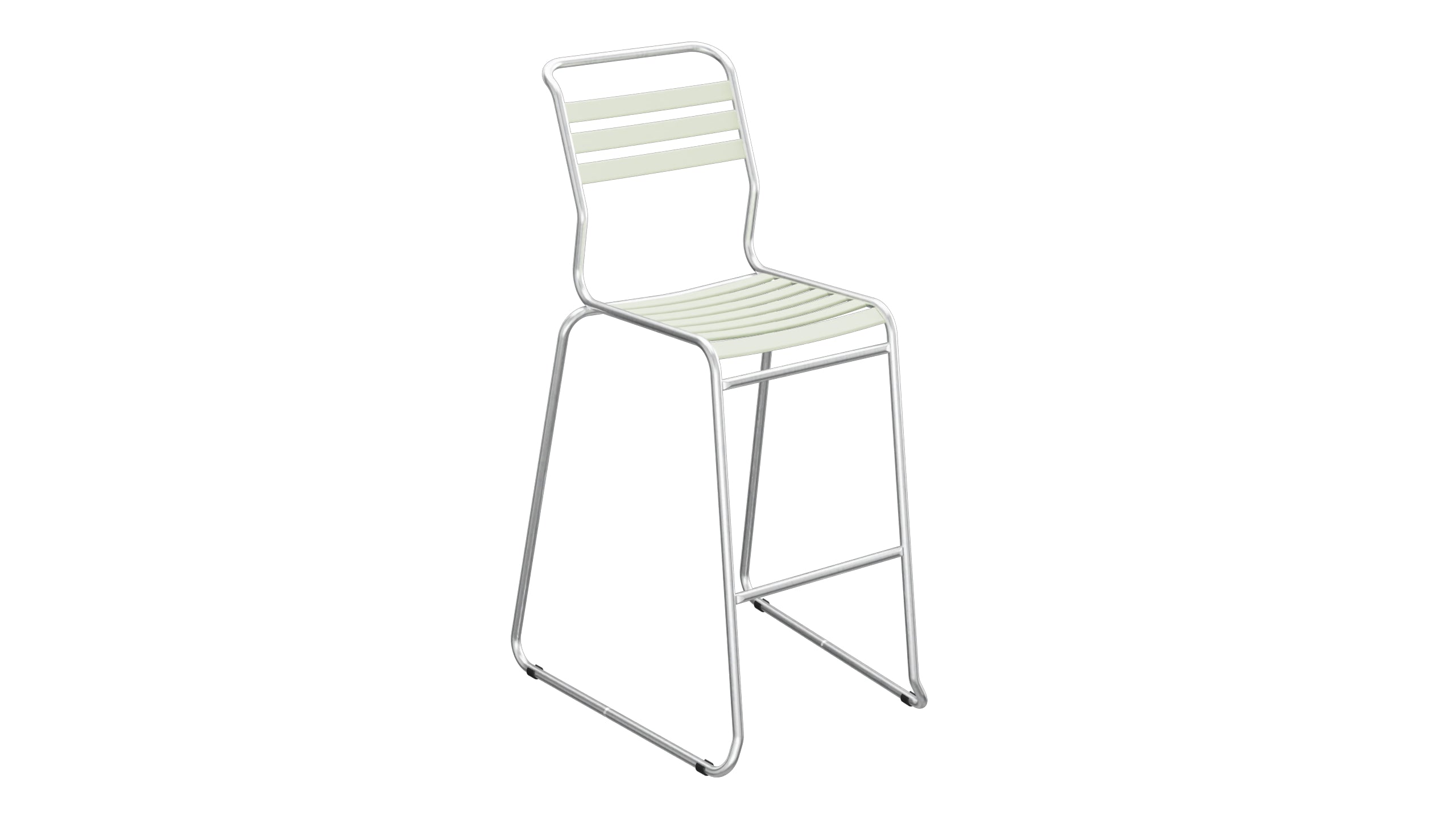 Säntis Lättli-Barstuhl ohne Armlehne Kufen in Pastellgrün präsentiert im Onlineshop von KAQTU Design AG. Outdoor-Barstuhl ist von Schaffner