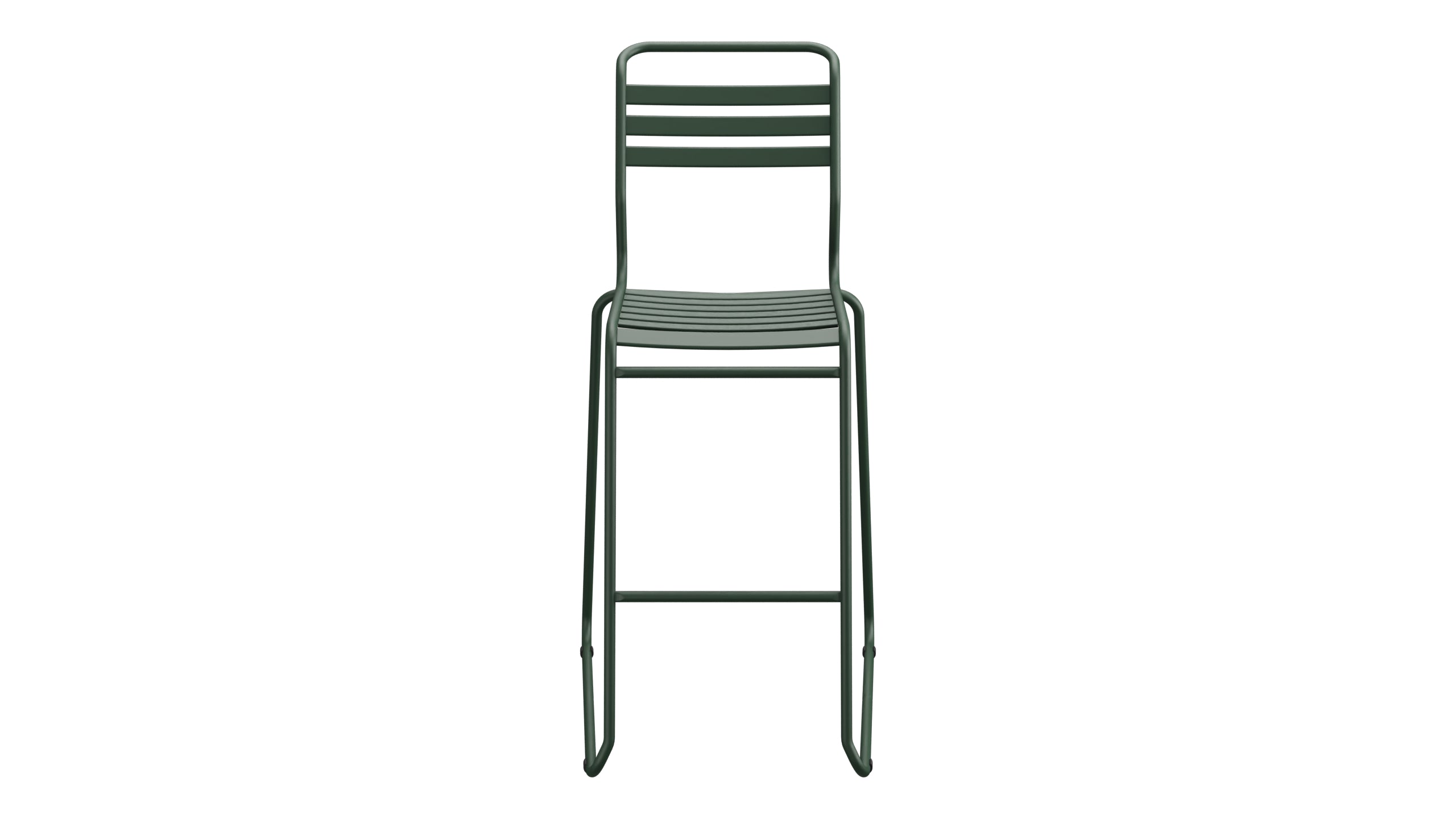 Säntis Lättli-Barstuhl ohne Armlehne Kufen in Tannengrün präsentiert im Onlineshop von KAQTU Design AG. Outdoor-Barstuhl ist von Schaffner