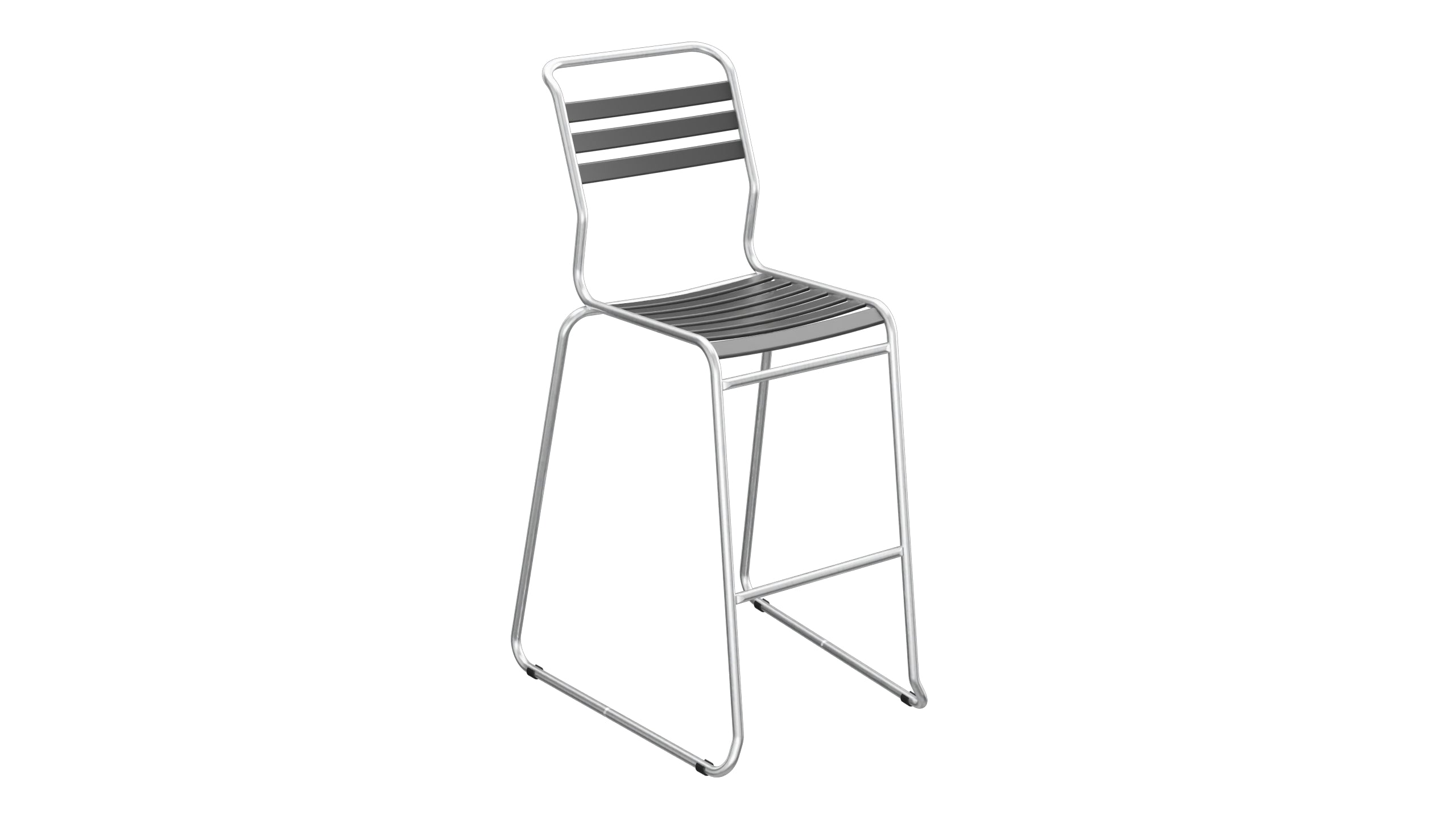 Säntis Lättli-Barstuhl ohne Armlehne Kufen in Anthrazit präsentiert im Onlineshop von KAQTU Design AG. Outdoor-Barstuhl ist von Schaffner