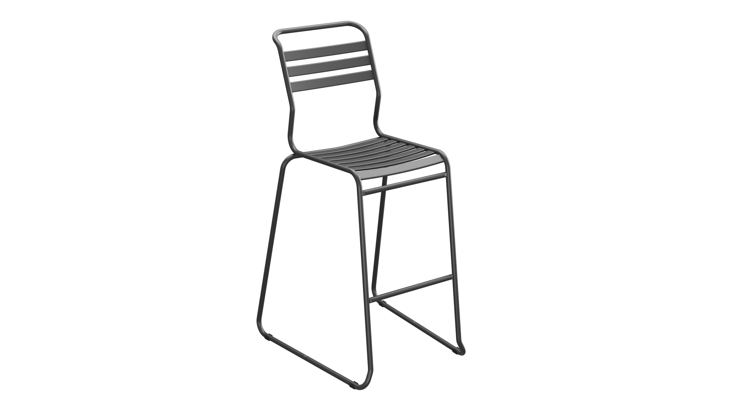 Säntis Lättli-Barstuhl ohne Armlehne Kufen in Anthrazit präsentiert im Onlineshop von KAQTU Design AG. Outdoor-Barstuhl ist von Schaffner