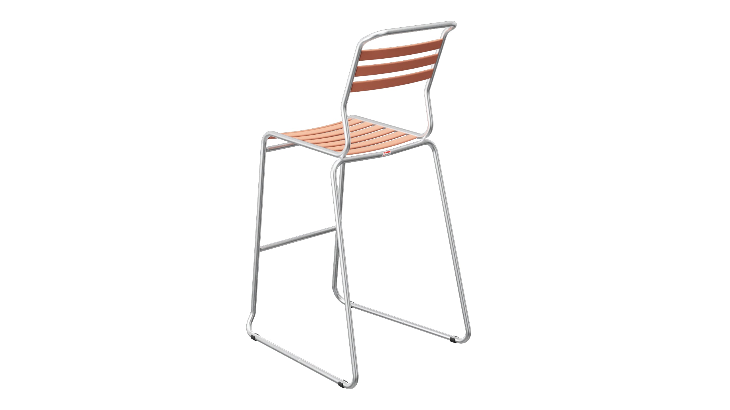 Säntis Lättli-Barstuhl ohne Armlehne Kufen in Pastellterracotta präsentiert im Onlineshop von KAQTU Design AG. Outdoor-Barstuhl ist von Schaffner