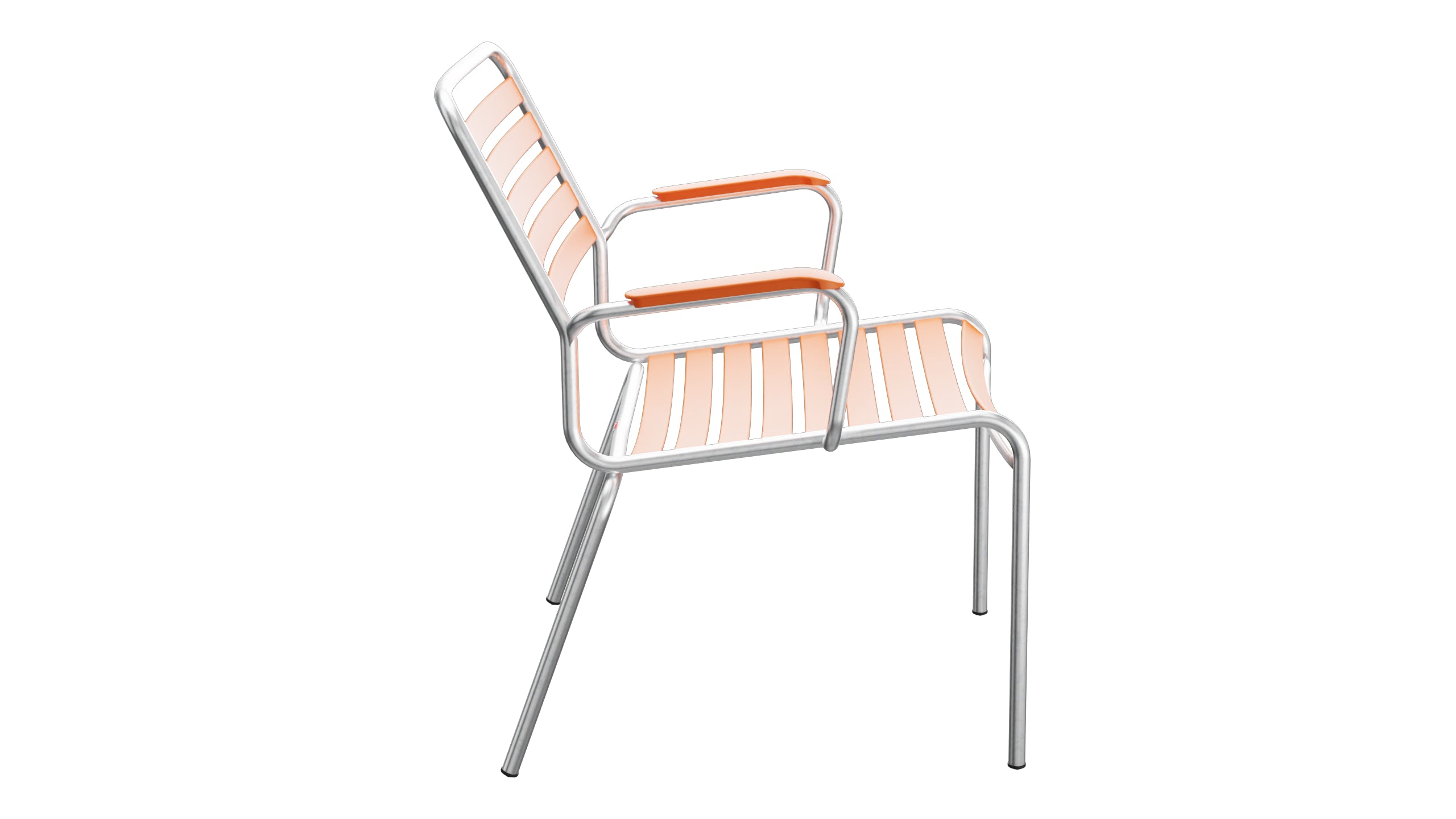 Rigi Lättli-Salonsessel mit Armlehne in Orange präsentiert im Onlineshop von KAQTU Design AG. Gartenstuhl mit Armlehnen ist von Schaffner