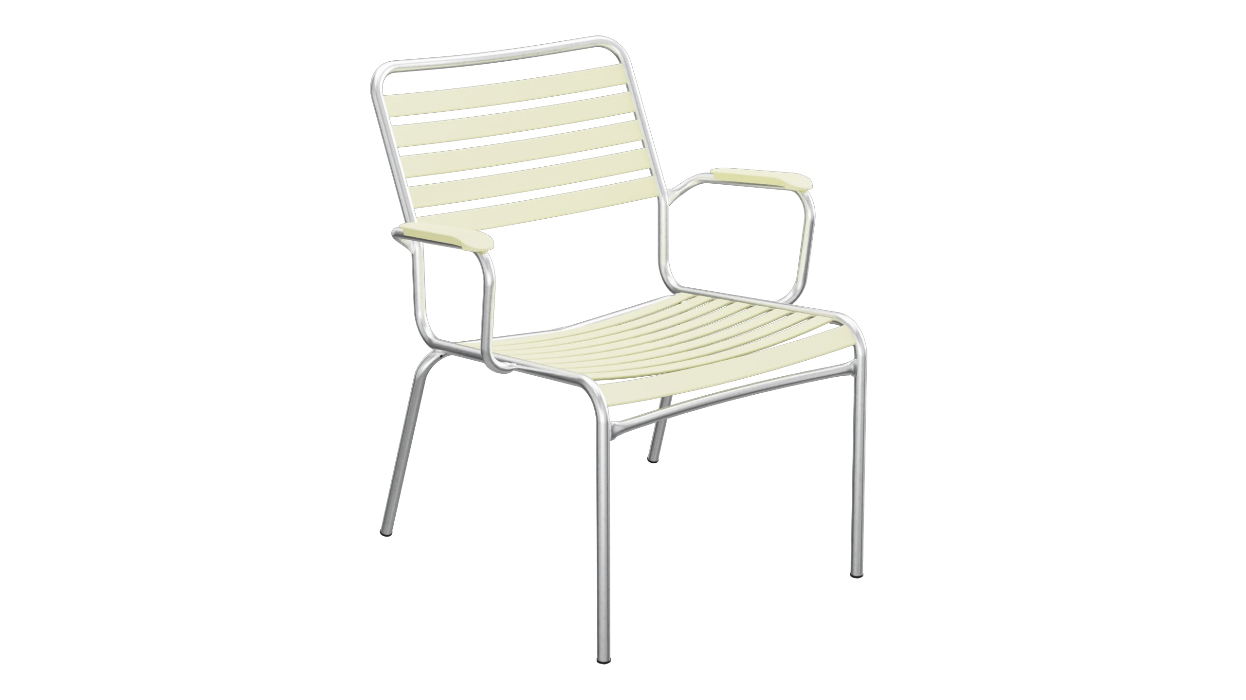 Rigi Lättli-Salonsessel mit Armlehne in Buchsbaumgelb präsentiert im Onlineshop von KAQTU Design AG. Gartenstuhl mit Armlehnen ist von Schaffner