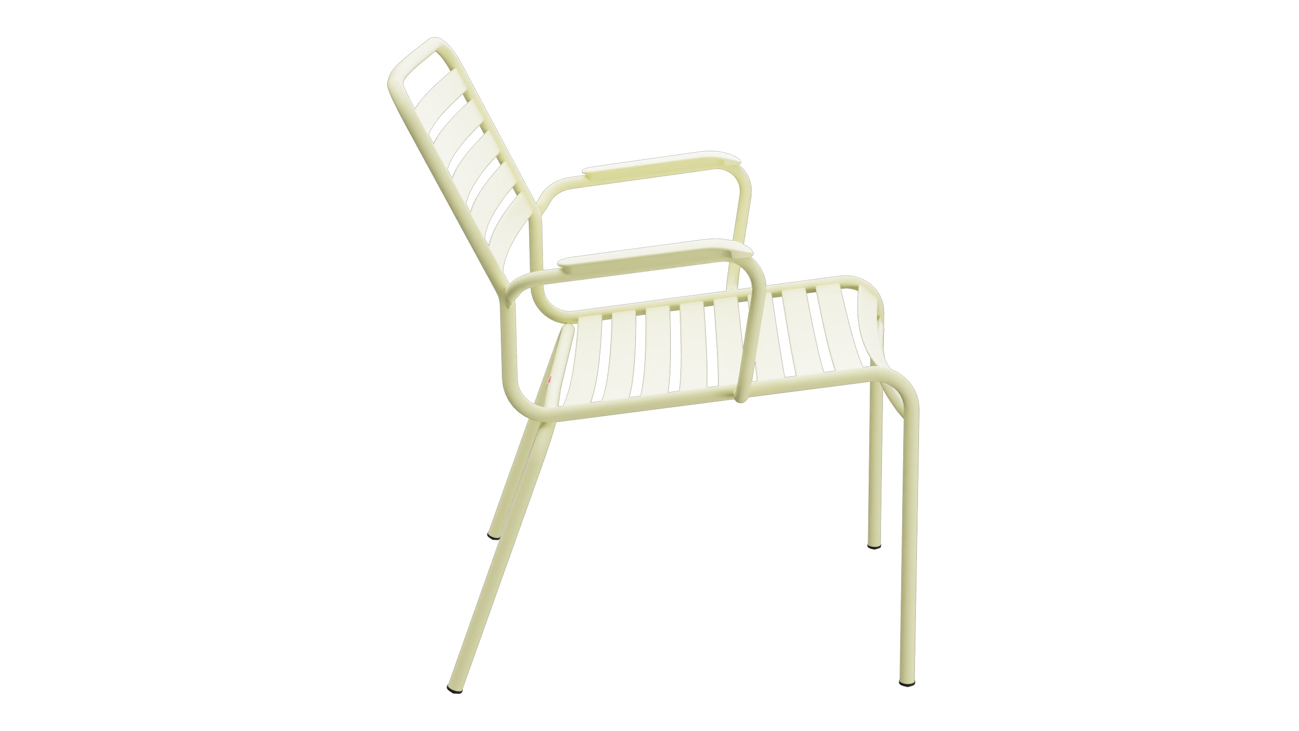 Rigi Lättli-Salonsessel mit Armlehne in Buchsbaumgelb präsentiert im Onlineshop von KAQTU Design AG. Gartenstuhl mit Armlehnen ist von Schaffner