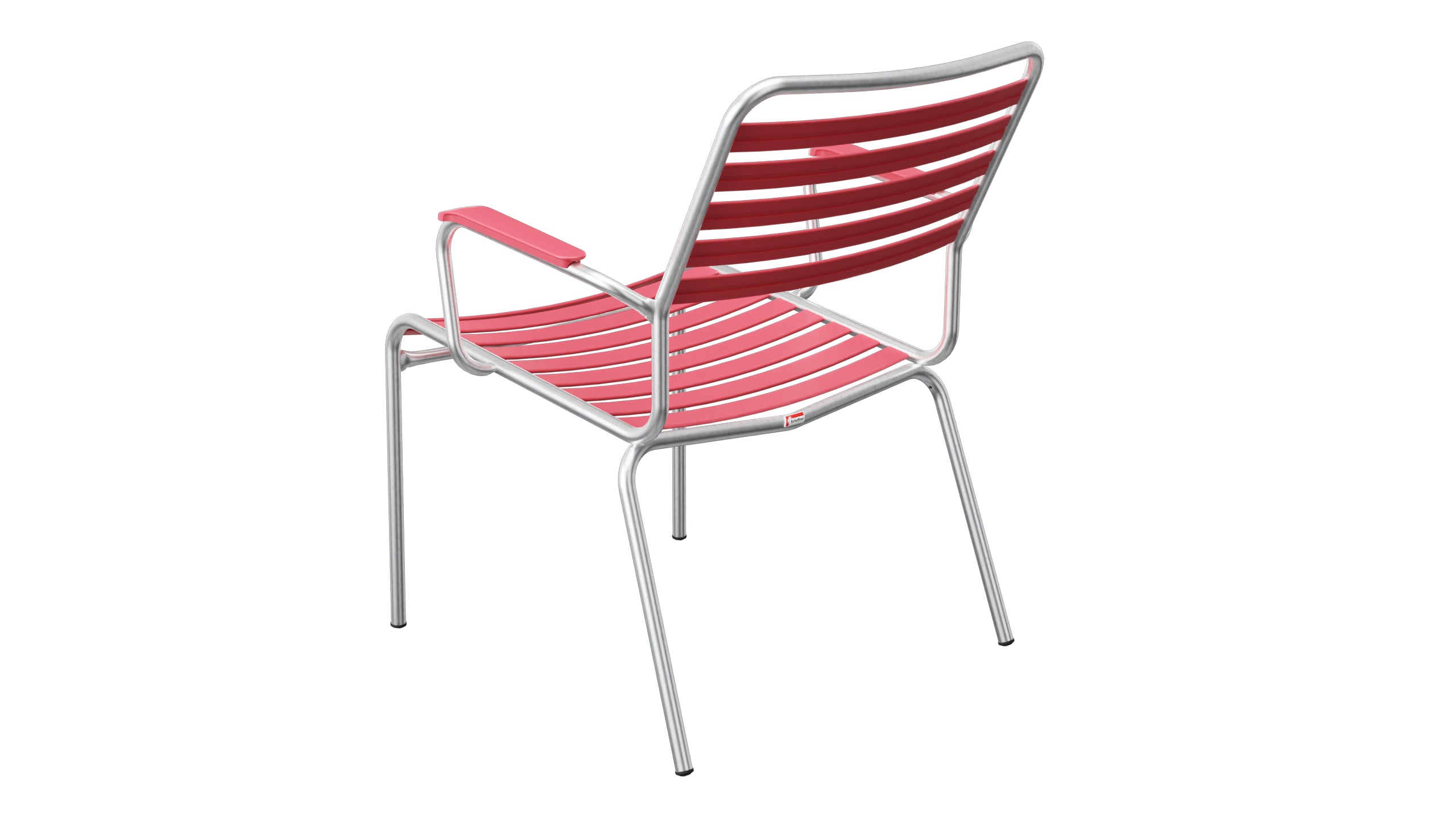 Rigi Lättli-Salonsessel mit Armlehne in Ahornrot präsentiert im Onlineshop von KAQTU Design AG. Gartenstuhl mit Armlehnen ist von Schaffner