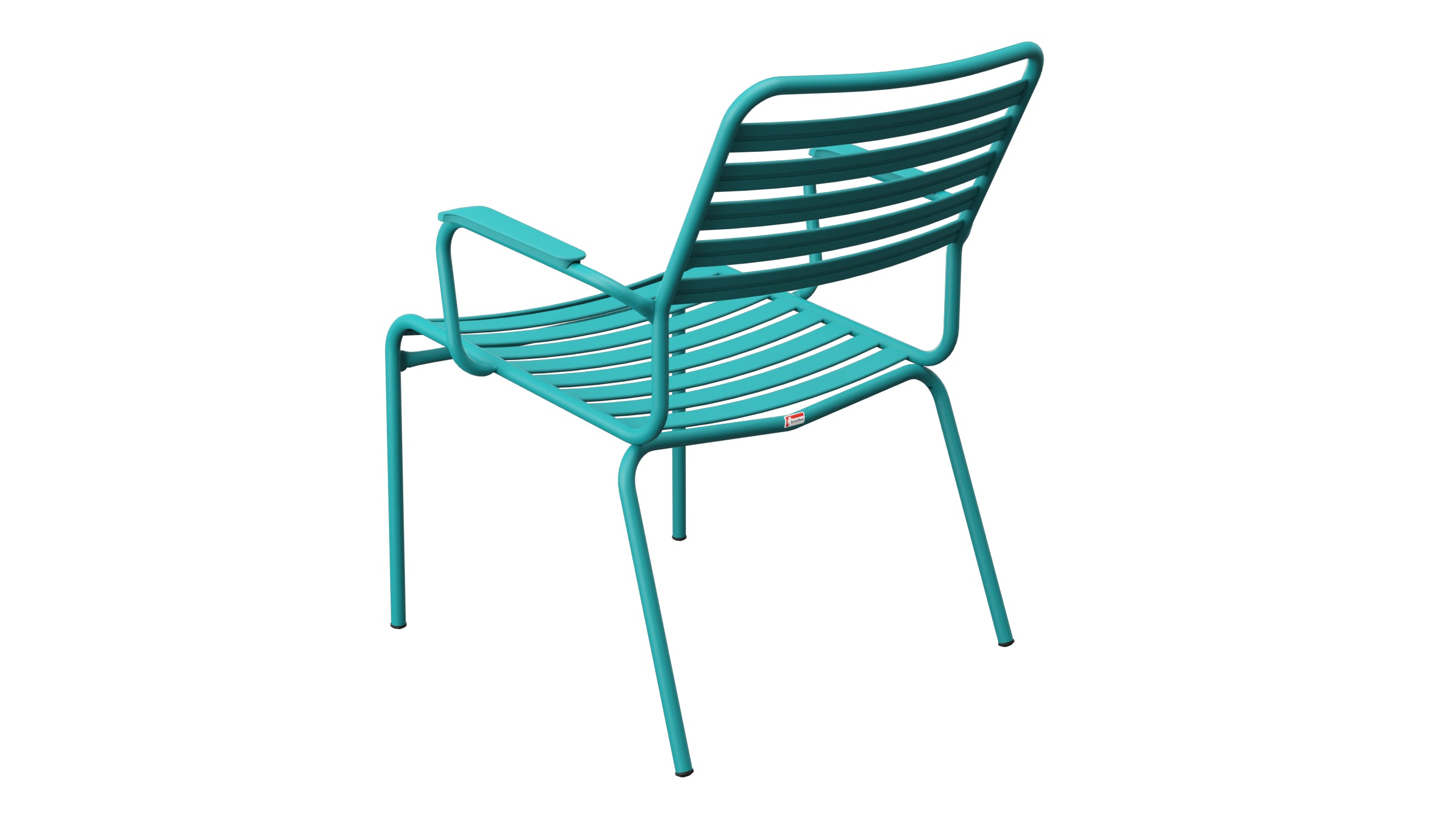 Rigi Lättli-Salonsessel mit Armlehne in Kaliblau präsentiert im Onlineshop von KAQTU Design AG. Gartenstuhl mit Armlehnen ist von Schaffner