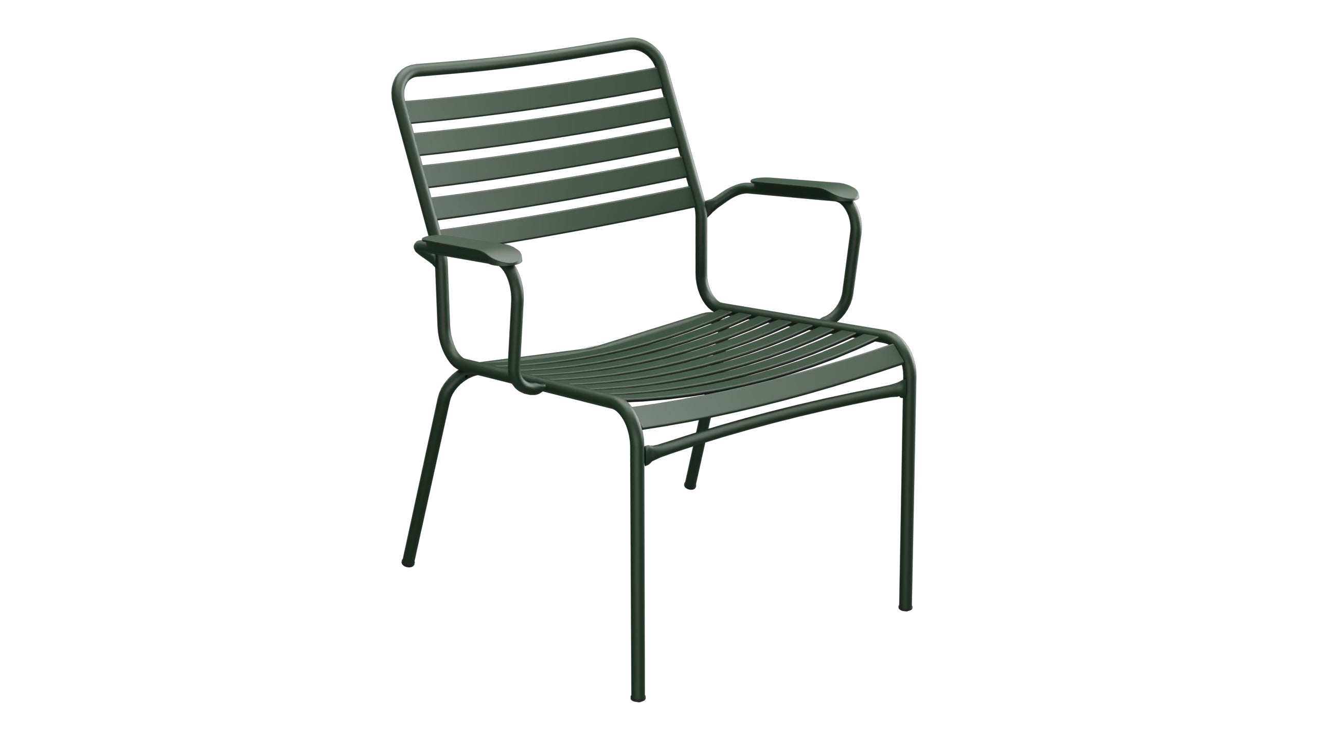 Rigi Lättli-Salonsessel mit Armlehne in Tannengrün präsentiert im Onlineshop von KAQTU Design AG. Gartenstuhl mit Armlehnen ist von Schaffner