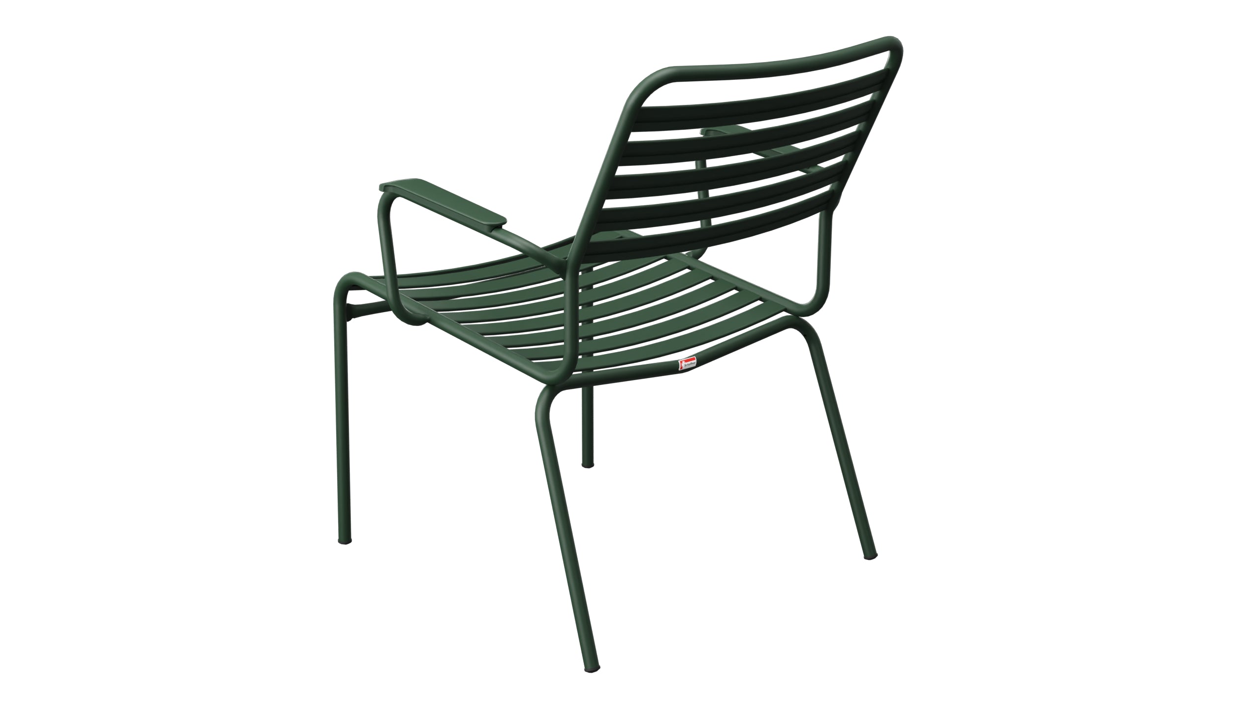 Rigi Lättli-Salonsessel mit Armlehne in Tannengrün präsentiert im Onlineshop von KAQTU Design AG. Gartenstuhl mit Armlehnen ist von Schaffner