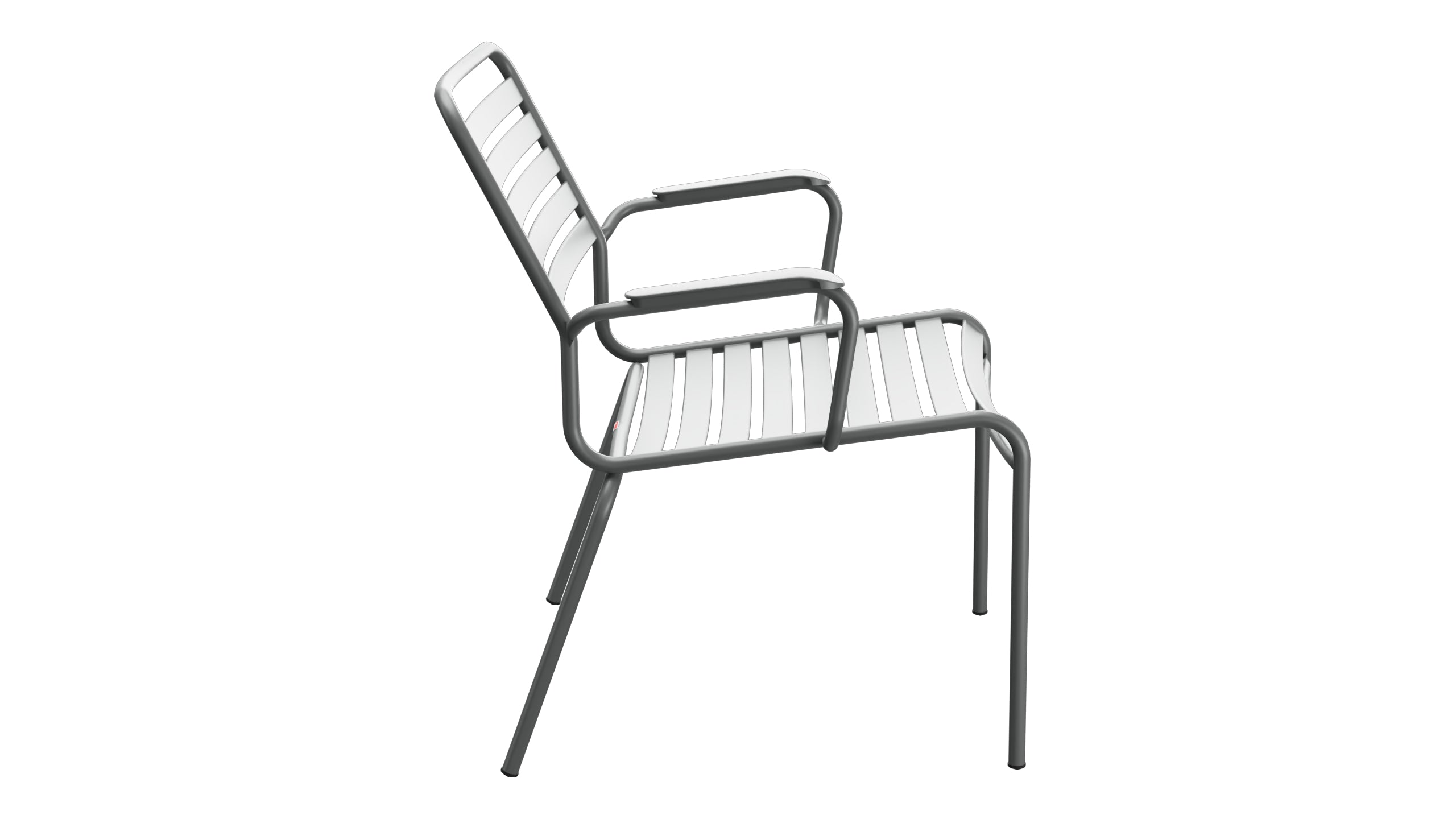 Rigi Lättli-Salonsessel mit Armlehne in Graphit präsentiert im Onlineshop von KAQTU Design AG. Gartenstuhl mit Armlehnen ist von Schaffner