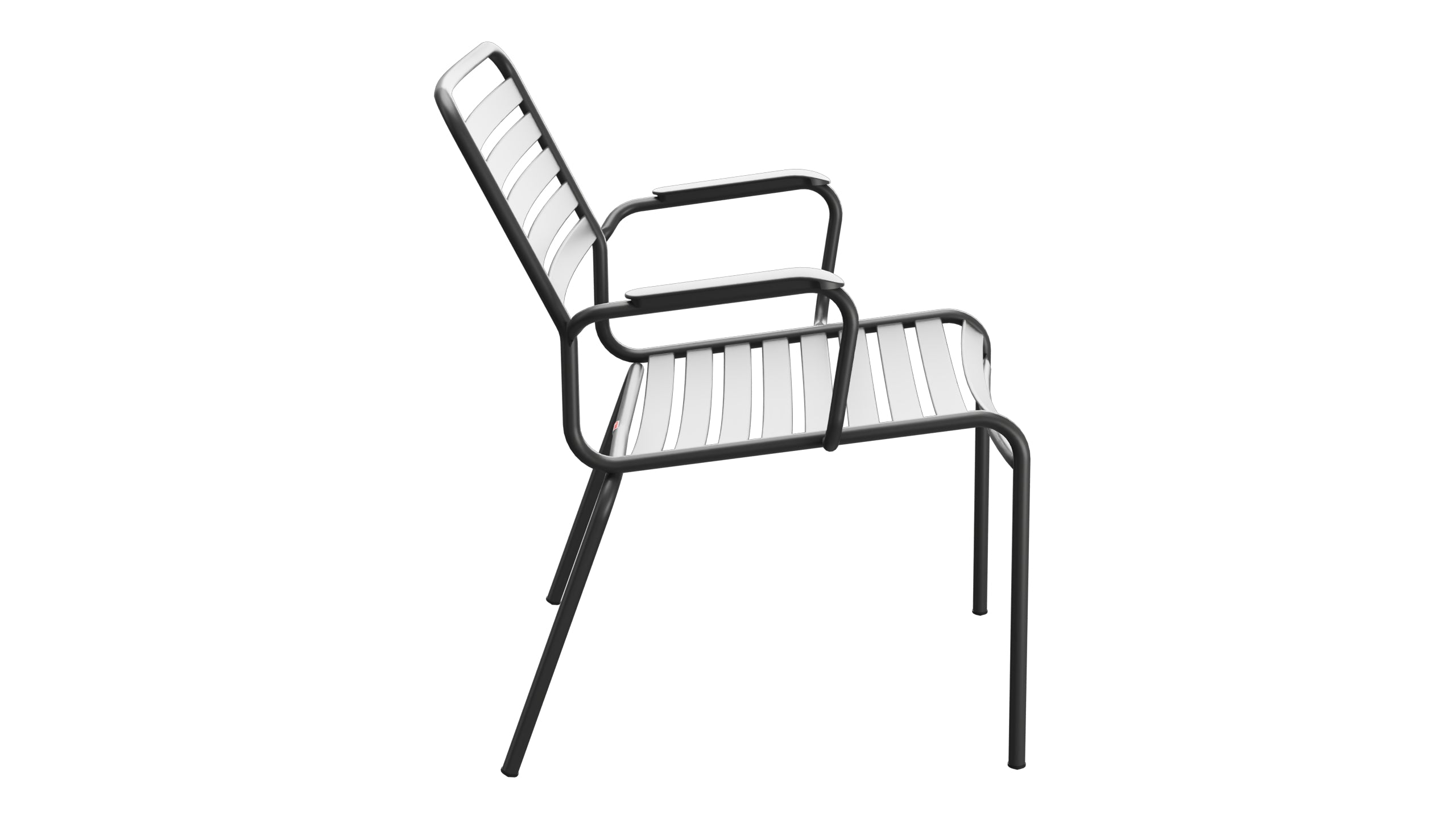Rigi Lättli-Salonsessel mit Armlehne in Anthrazit präsentiert im Onlineshop von KAQTU Design AG. Gartenstuhl mit Armlehnen ist von Schaffner