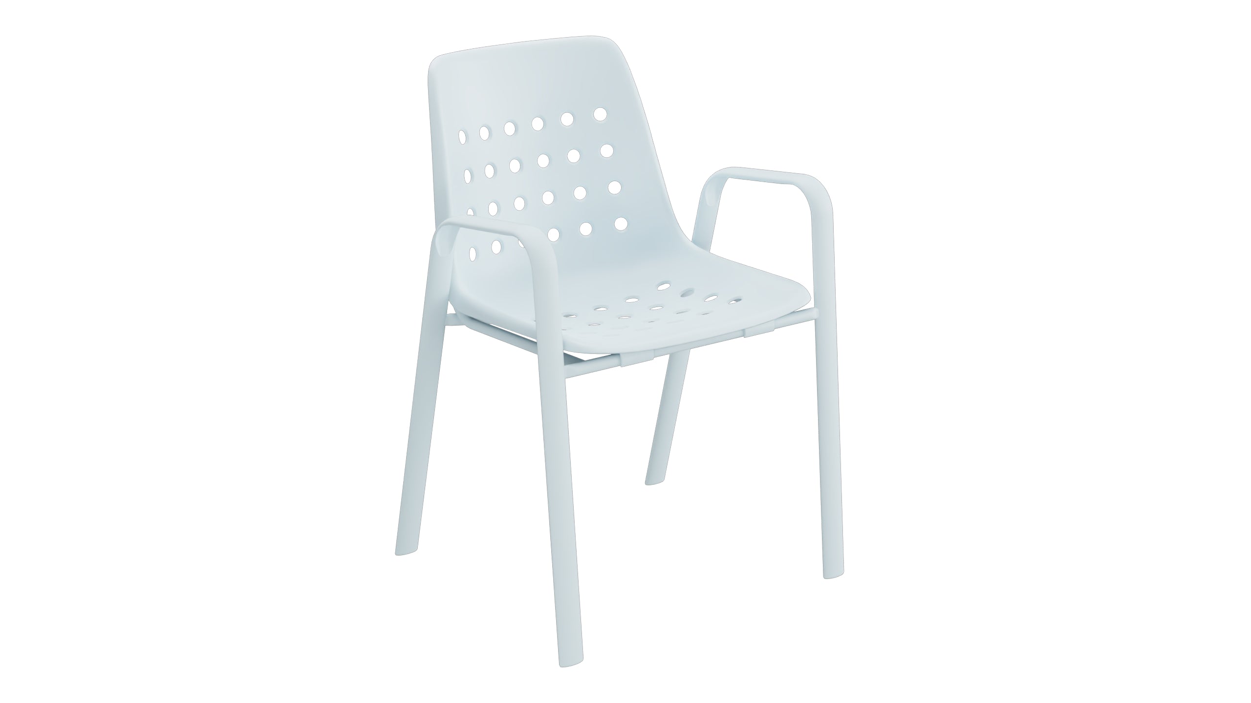 Bermuda Schalen-Gartenstuhl mit Armlehne rundoval in Pastellblau präsentiert im Onlineshop von KAQTU Design AG. Gartenstuhl mit Armlehnen ist von Schaffner