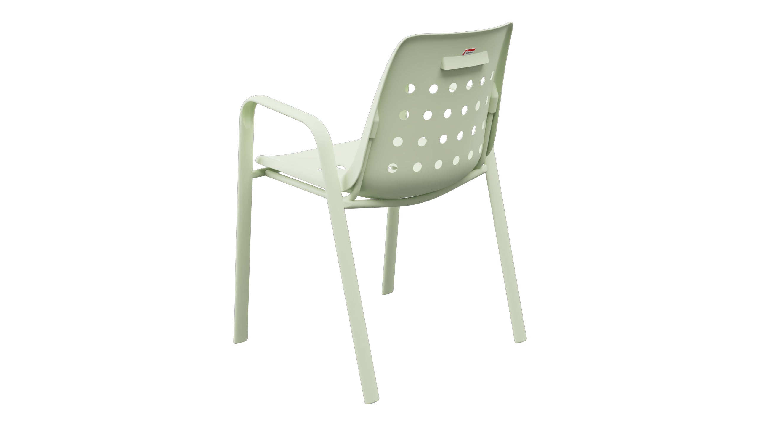Bermuda Schalen-Gartenstuhl mit Armlehne rundoval in Pastellgrün präsentiert im Onlineshop von KAQTU Design AG. Gartenstuhl mit Armlehnen ist von Schaffner