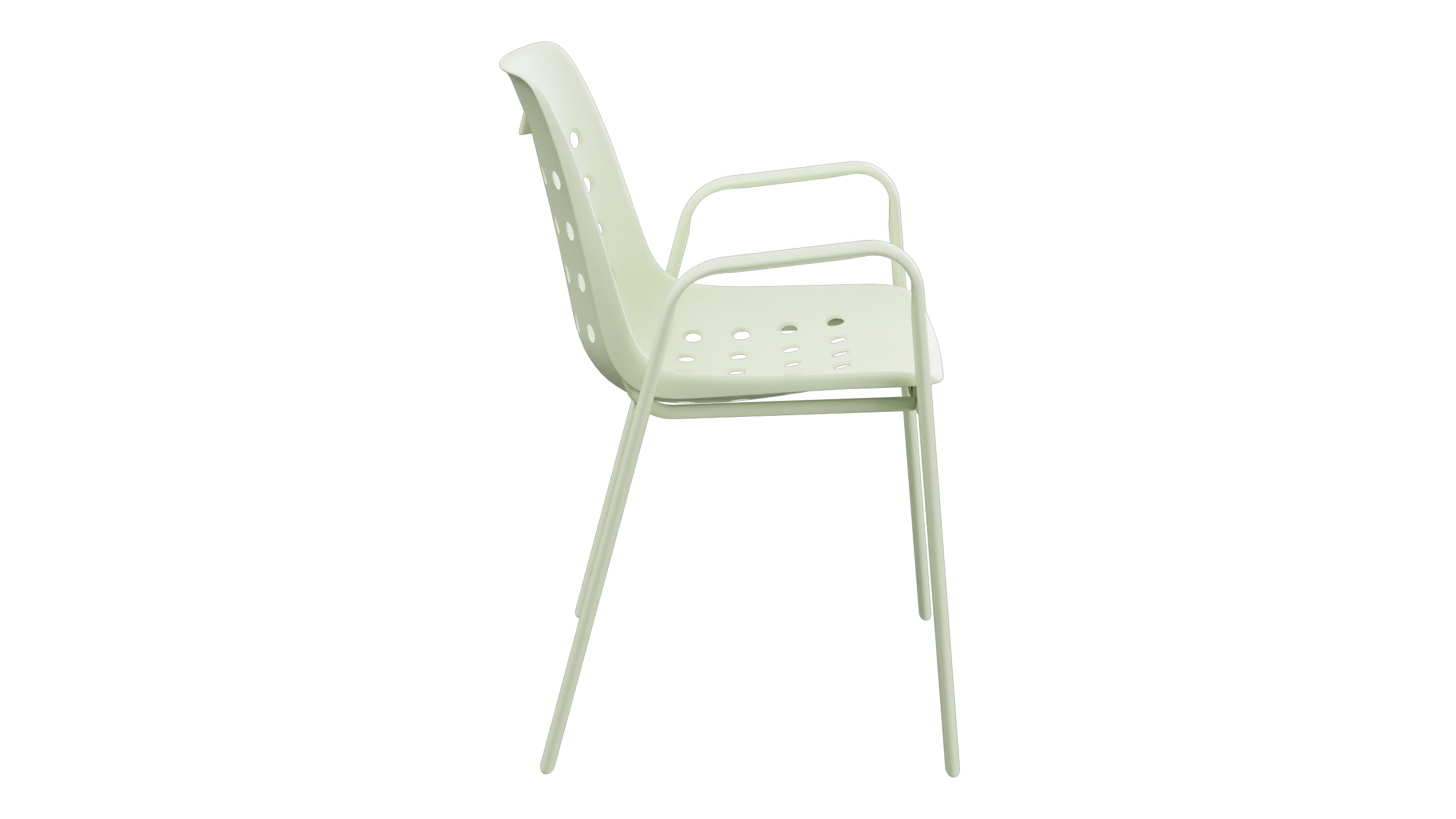 Bermuda Schalen-Gartenstuhl mit Armlehne rundoval in Pastellgrün präsentiert im Onlineshop von KAQTU Design AG. Gartenstuhl mit Armlehnen ist von Schaffner