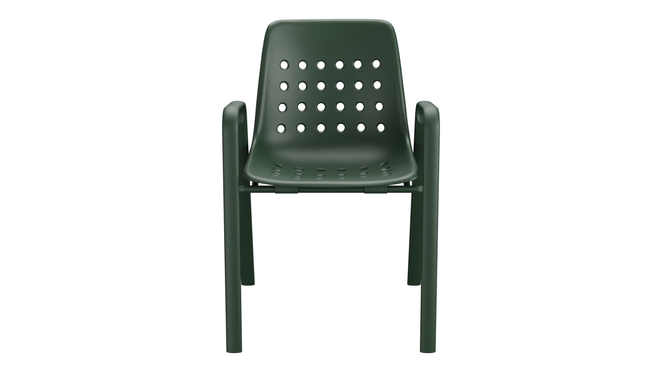 Bermuda Schalen-Gartenstuhl mit Armlehne rundoval in Tannengrün präsentiert im Onlineshop von KAQTU Design AG. Gartenstuhl mit Armlehnen ist von Schaffner