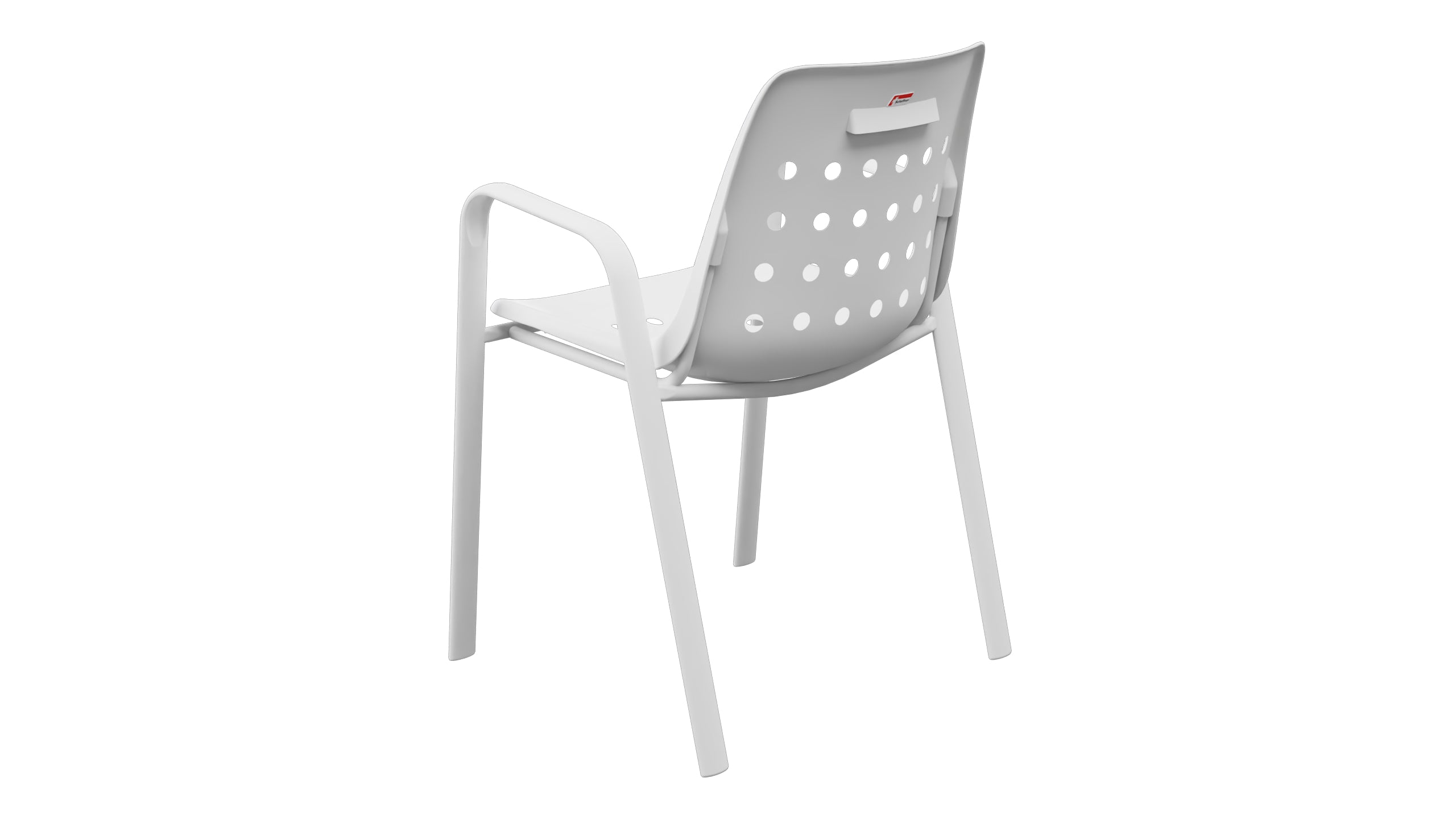 Bermuda Schalen-Gartenstuhl mit Armlehne rundoval in Weiss präsentiert im Onlineshop von KAQTU Design AG. Gartenstuhl mit Armlehnen ist von Schaffner