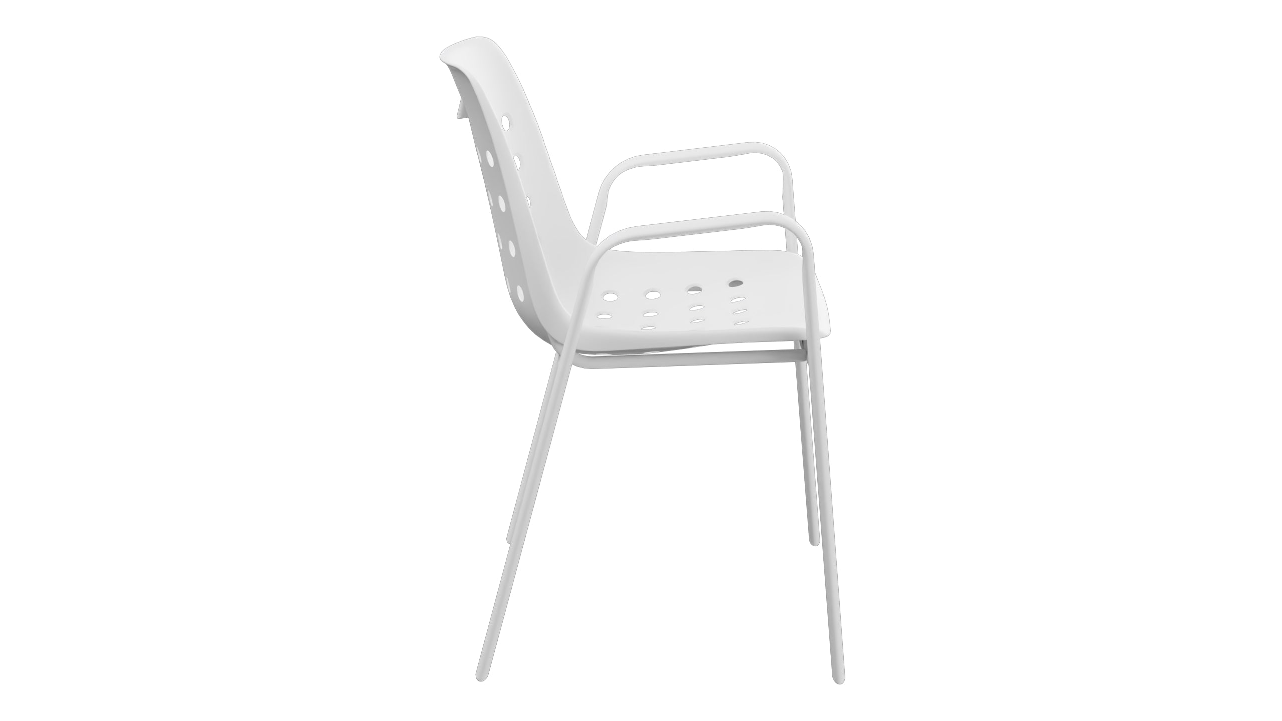 Bermuda Schalen-Gartenstuhl mit Armlehne rundoval in Weiss präsentiert im Onlineshop von KAQTU Design AG. Gartenstuhl mit Armlehnen ist von Schaffner