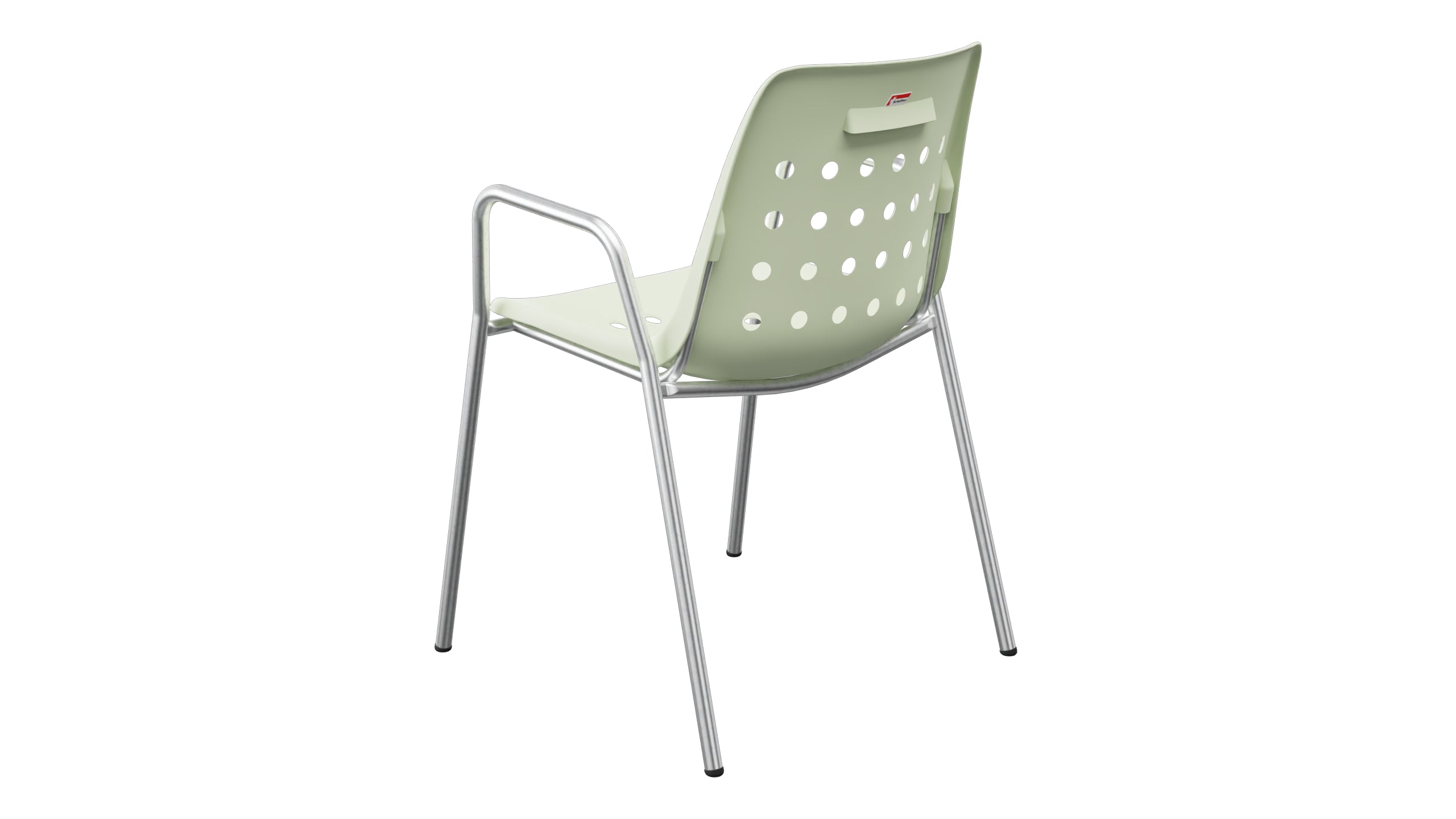 Bermuda Schalen-Gartenstuhl mit Armlehne rund in Pastellgrün präsentiert im Onlineshop von KAQTU Design AG. Gartenstuhl mit Armlehnen ist von Schaffner