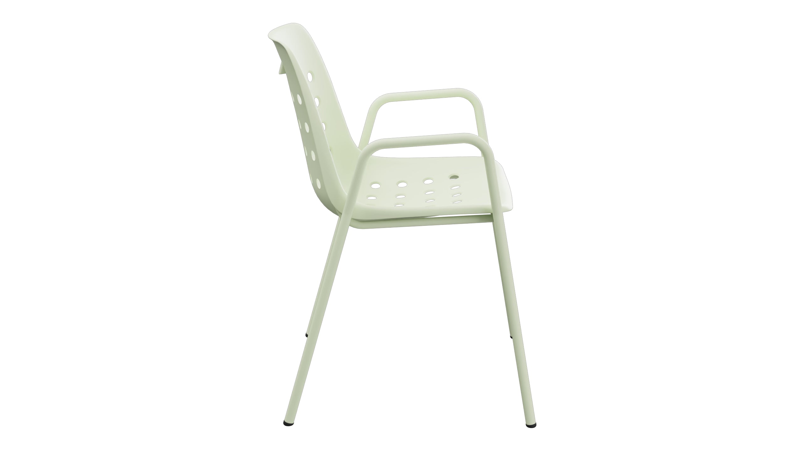 Bermuda Schalen-Gartenstuhl mit Armlehne rund in Pastellgrün präsentiert im Onlineshop von KAQTU Design AG. Gartenstuhl mit Armlehnen ist von Schaffner