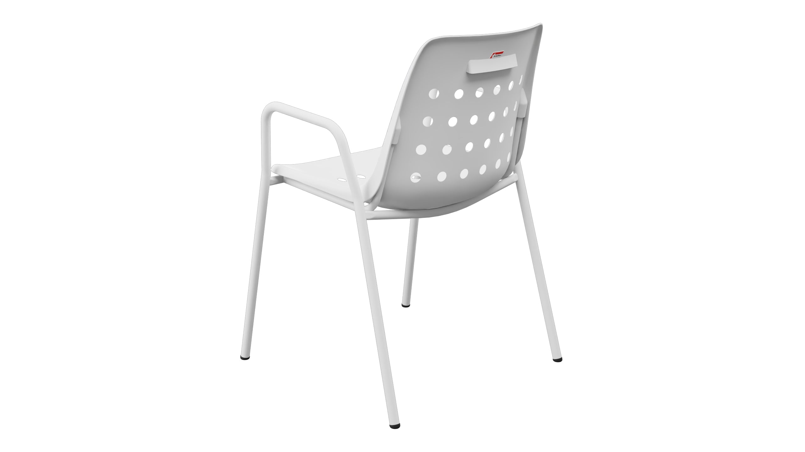 Bermuda Schalen-Gartenstuhl mit Armlehne rund in Weiss präsentiert im Onlineshop von KAQTU Design AG. Gartenstuhl mit Armlehnen ist von Schaffner