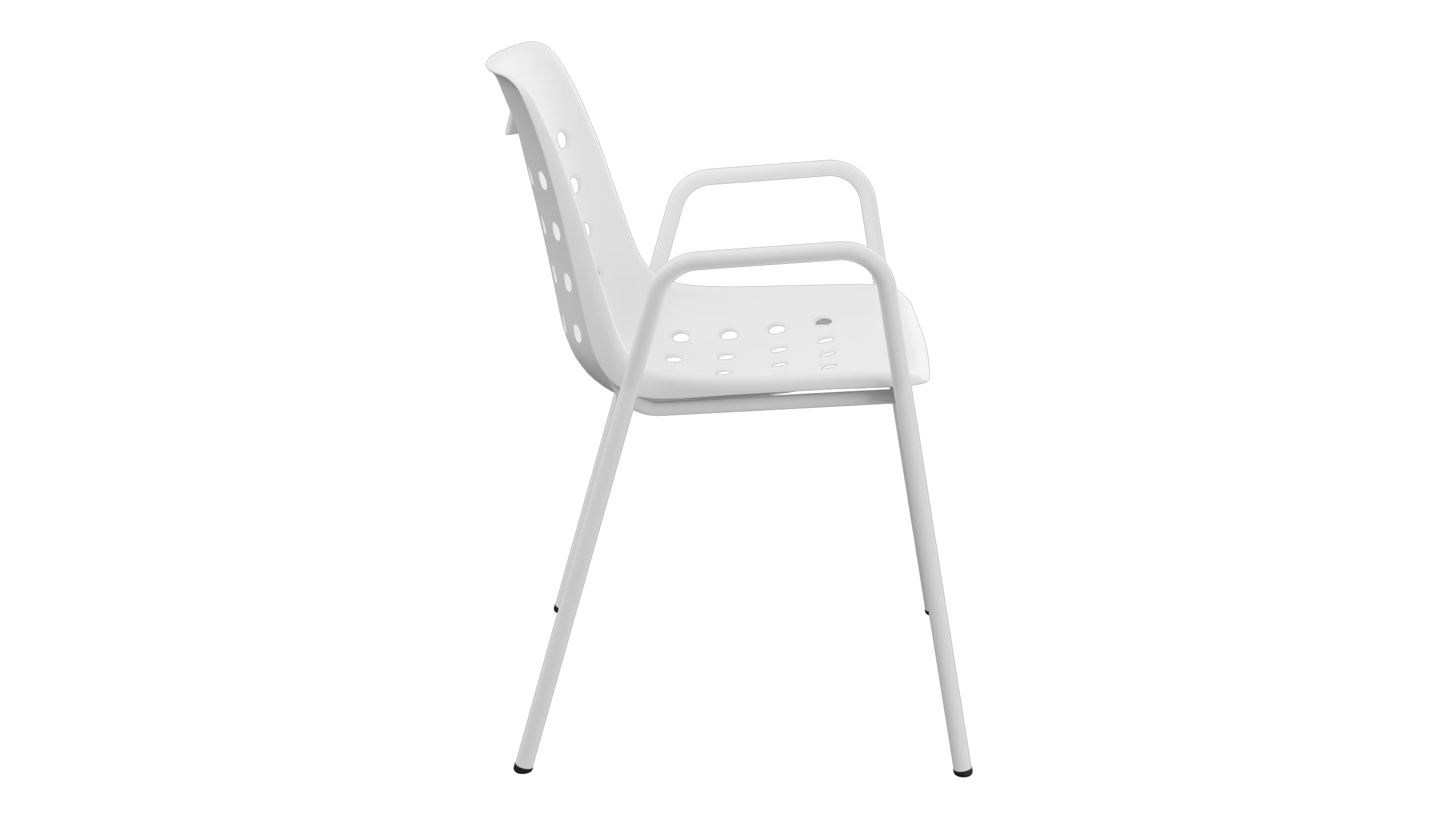 Bermuda Schalen-Gartenstuhl mit Armlehne rund in Weiss präsentiert im Onlineshop von KAQTU Design AG. Gartenstuhl mit Armlehnen ist von Schaffner
