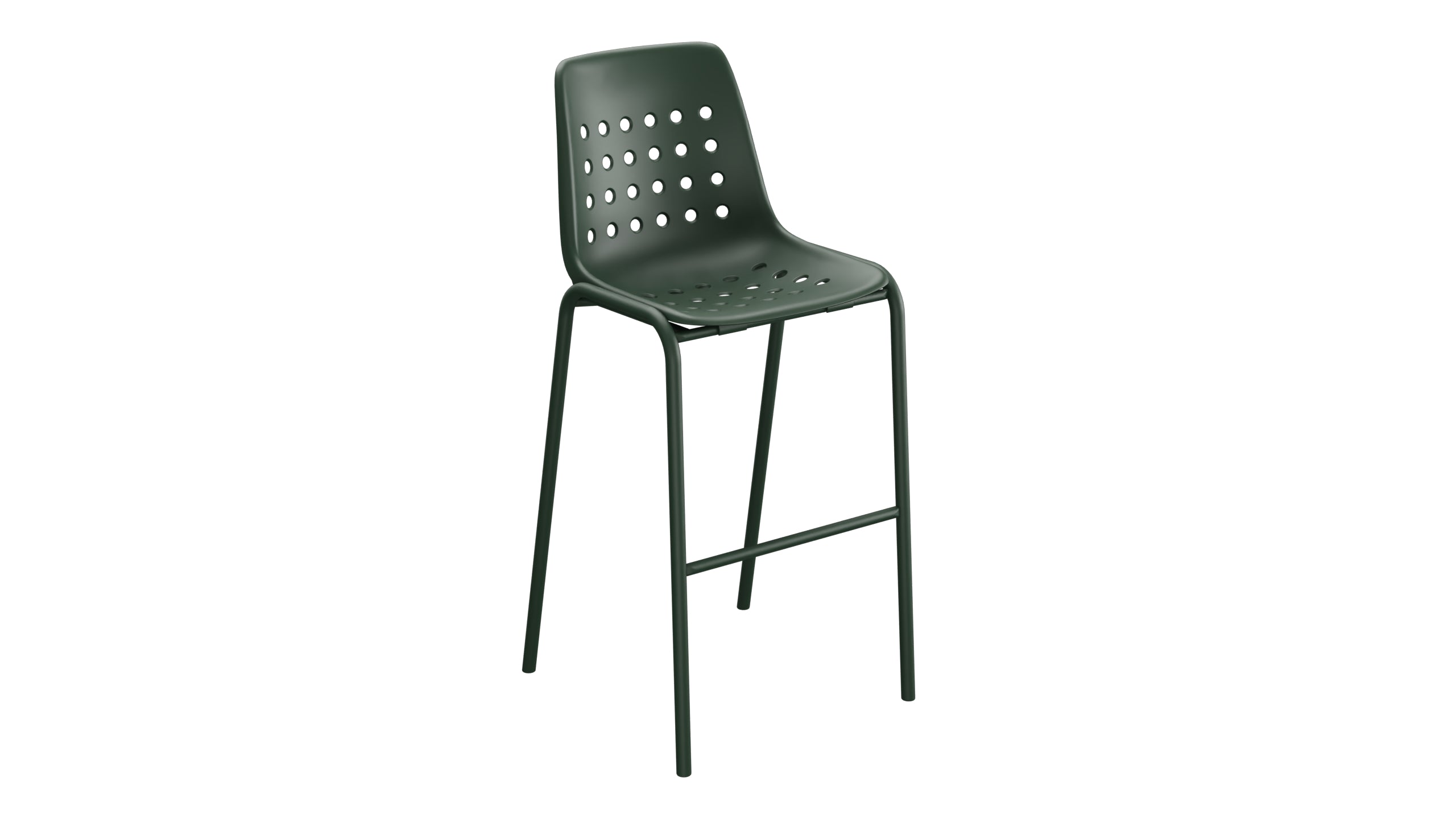 Bermuda Schalen-Barstuhl ohne Armlehne  in Tannengrün präsentiert im Onlineshop von KAQTU Design AG. Outdoor-Barstuhl ist von Schaffner
