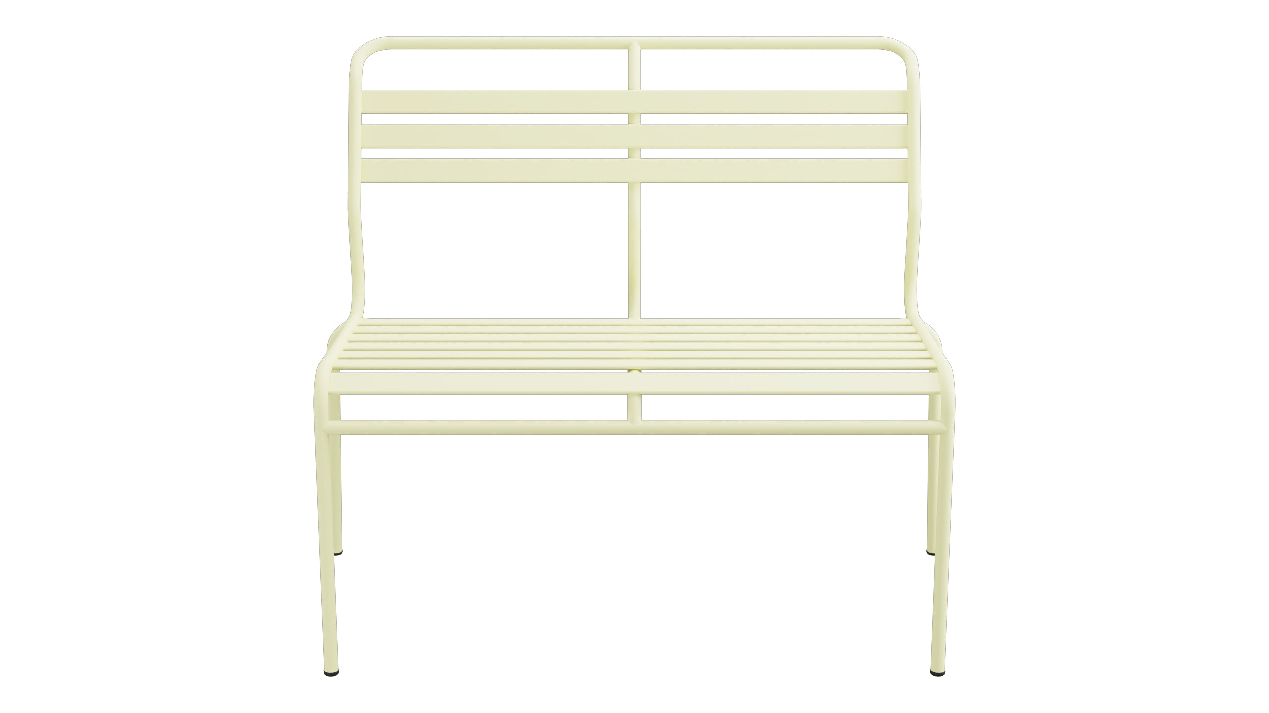 Säntis Lättli-2er Gartenbank ohne Armlehne in Buchsbaumgelb präsentiert im Onlineshop von KAQTU Design AG. Gartenbank ist von Schaffner