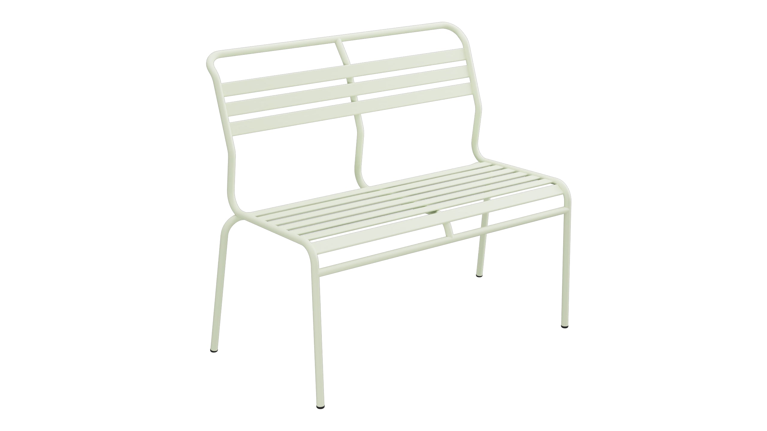 Säntis Lättli-2er Gartenbank ohne Armlehne in Pastellgrün präsentiert im Onlineshop von KAQTU Design AG. Gartenbank ist von Schaffner