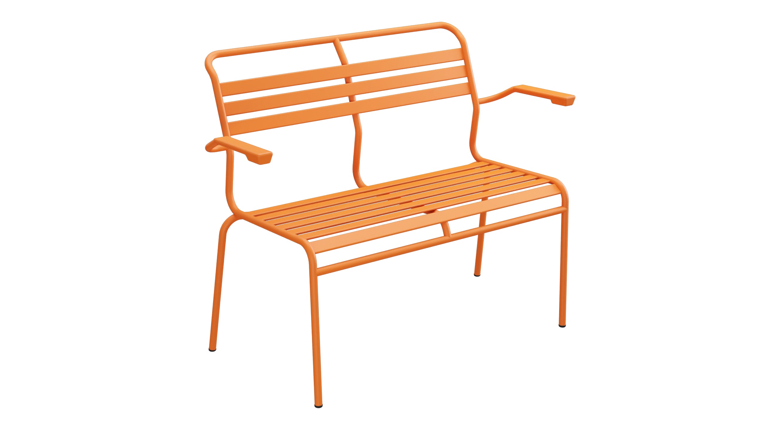 Säntis Lättli-2er Gartenbank mit Armlehne in Orange präsentiert im Onlineshop von KAQTU Design AG. Gartenbank ist von Schaffner
