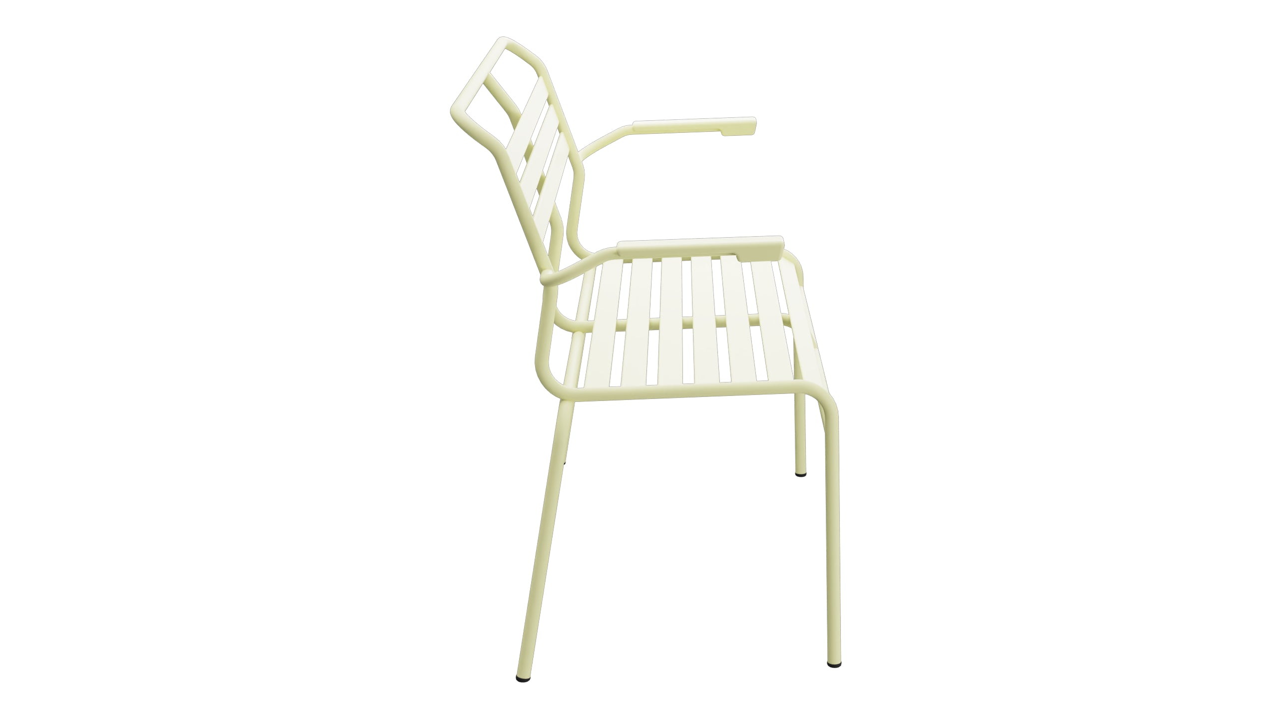 Säntis Lättli-2er Gartenbank mit Armlehne in Buchsbaumgelb präsentiert im Onlineshop von KAQTU Design AG. Gartenbank ist von Schaffner