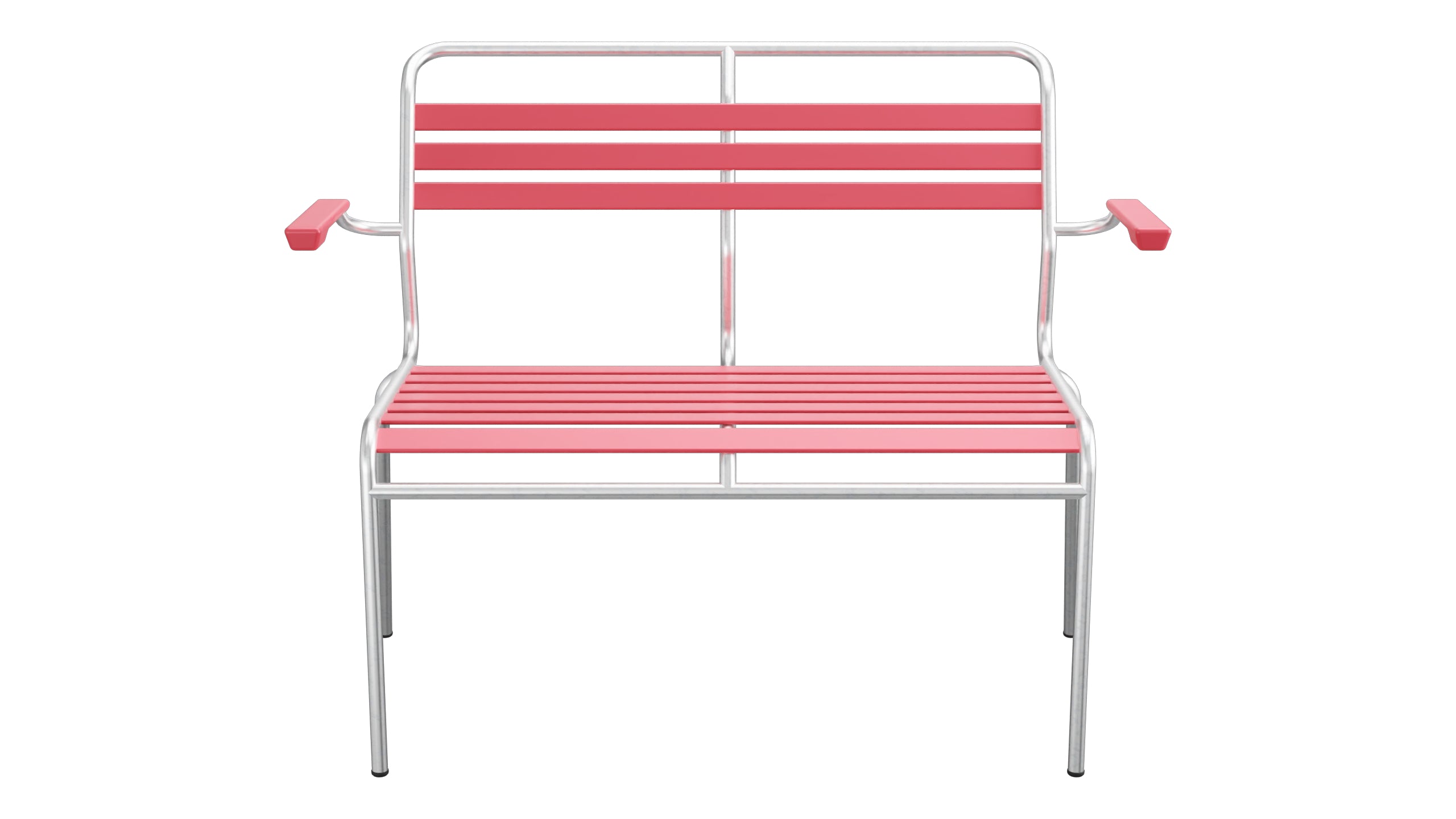 Säntis Lättli-2er Gartenbank mit Armlehne in Ahornrot präsentiert im Onlineshop von KAQTU Design AG. Gartenbank ist von Schaffner