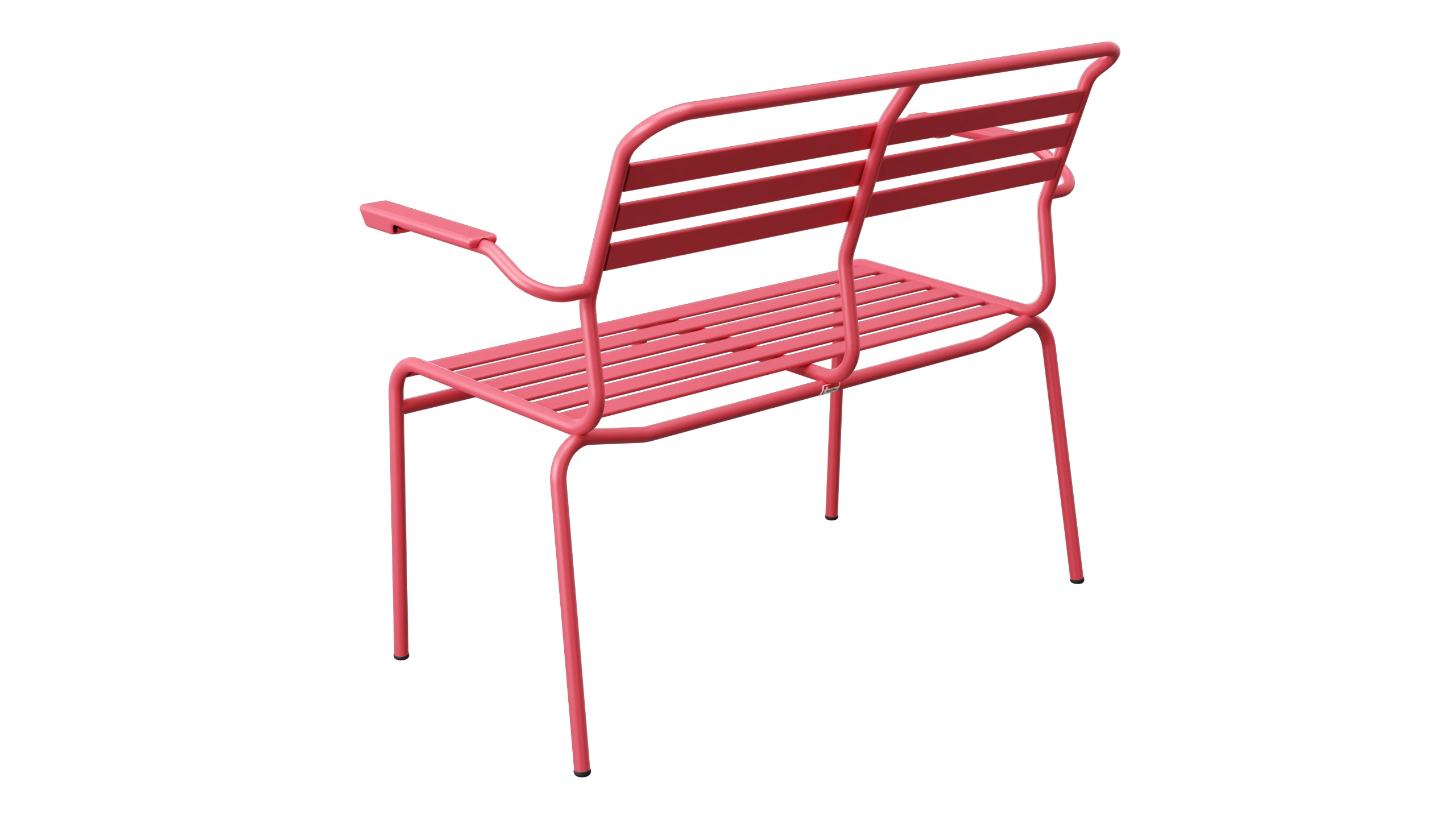 Säntis Lättli-2er Gartenbank mit Armlehne in Ahornrot präsentiert im Onlineshop von KAQTU Design AG. Gartenbank ist von Schaffner
