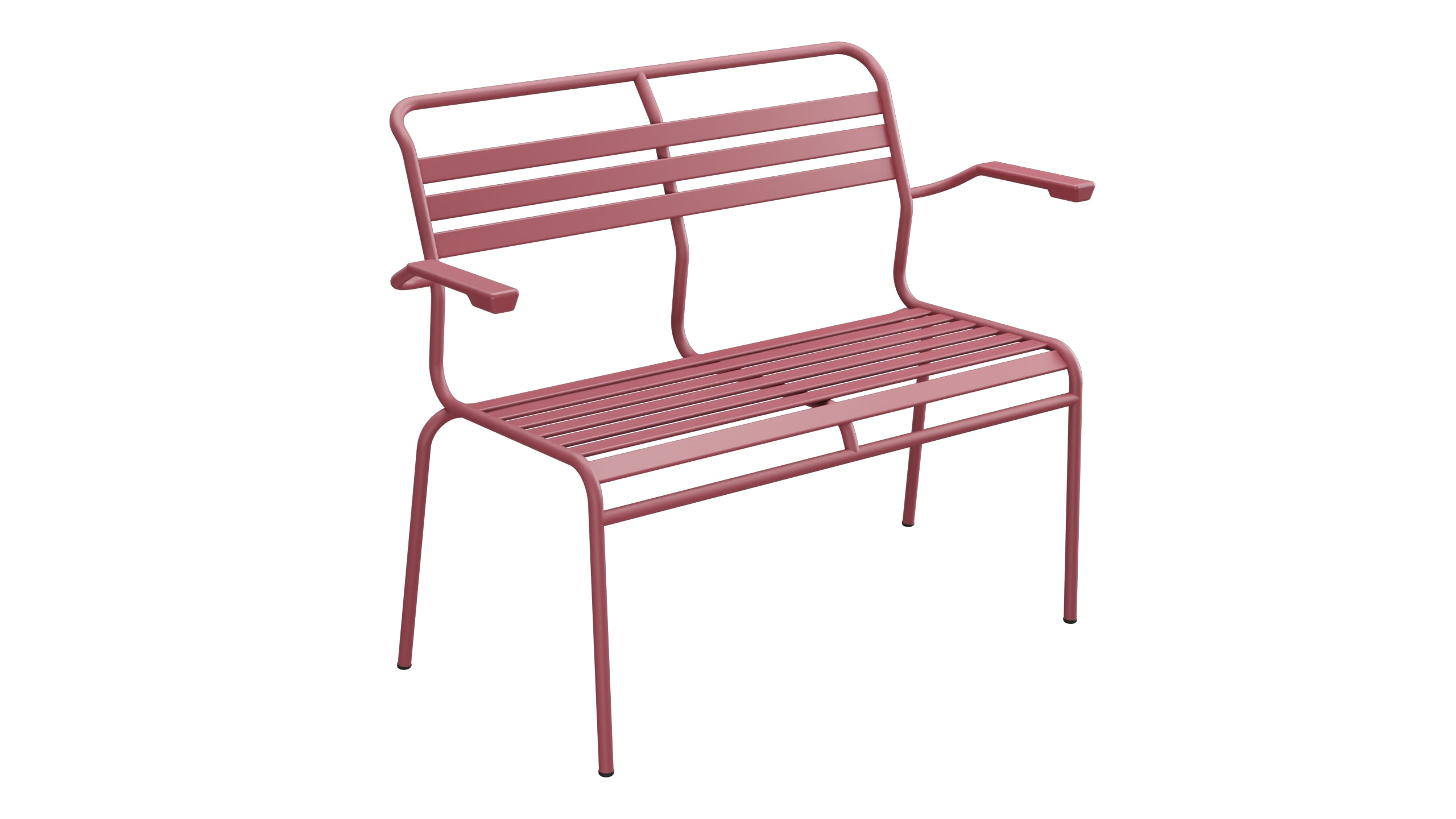 Säntis Lättli-2er Gartenbank mit Armlehne in Bordeaux präsentiert im Onlineshop von KAQTU Design AG. Gartenbank ist von Schaffner