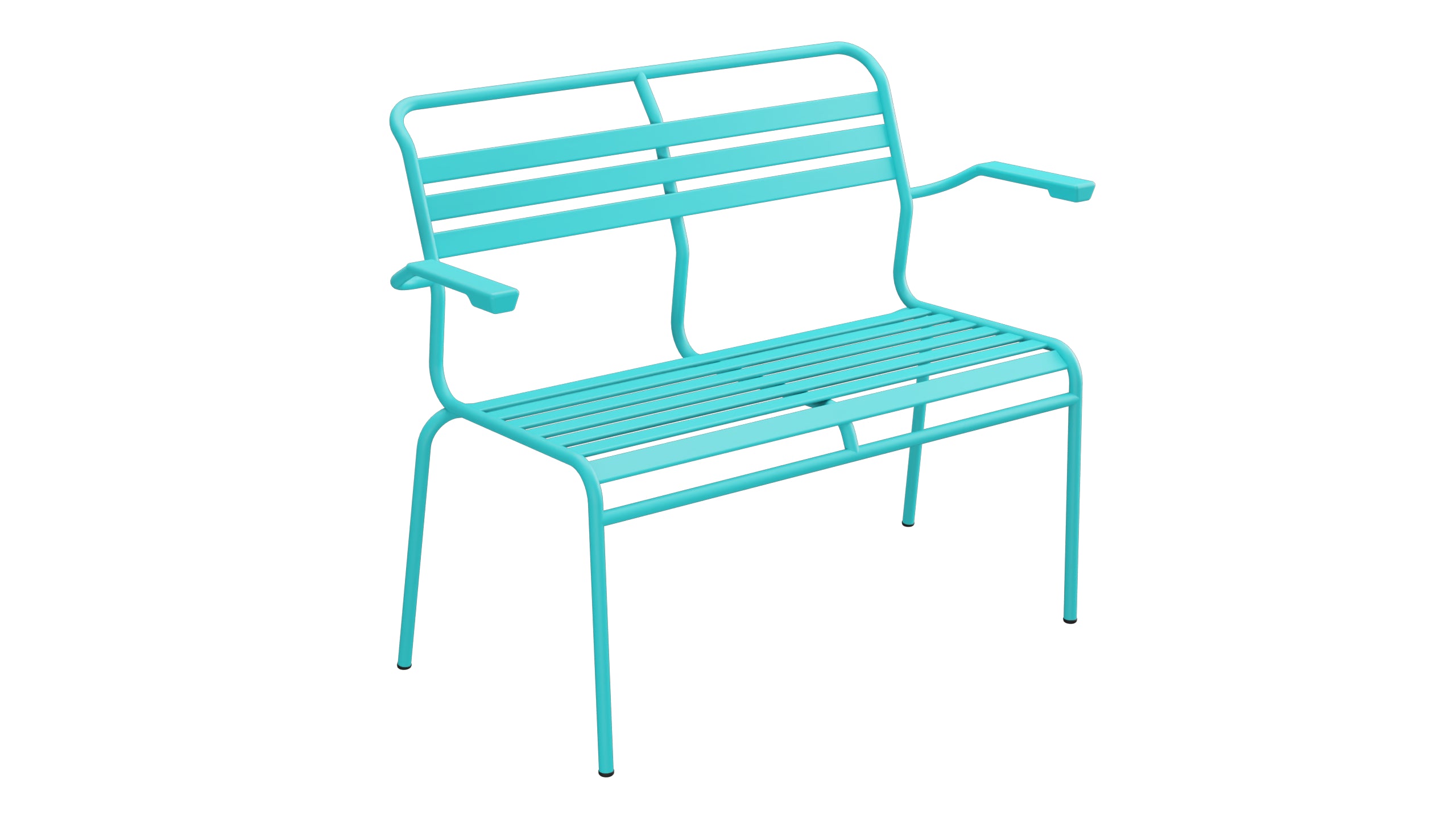 Säntis Lättli-2er Gartenbank mit Armlehne in Türkis präsentiert im Onlineshop von KAQTU Design AG. Gartenbank ist von Schaffner