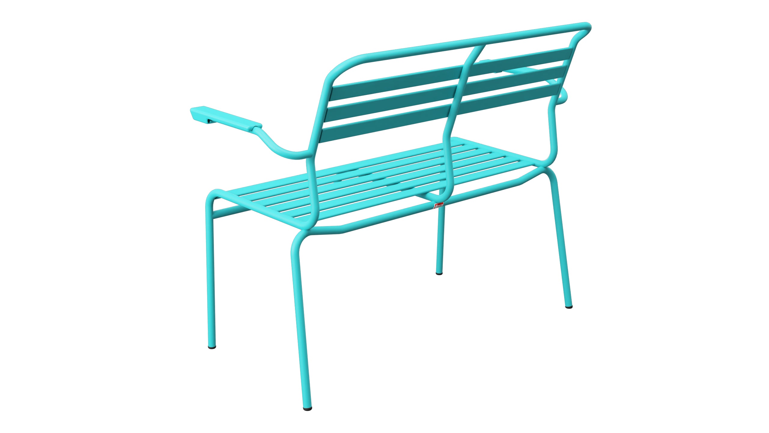Säntis Lättli-2er Gartenbank mit Armlehne in Türkis präsentiert im Onlineshop von KAQTU Design AG. Gartenbank ist von Schaffner