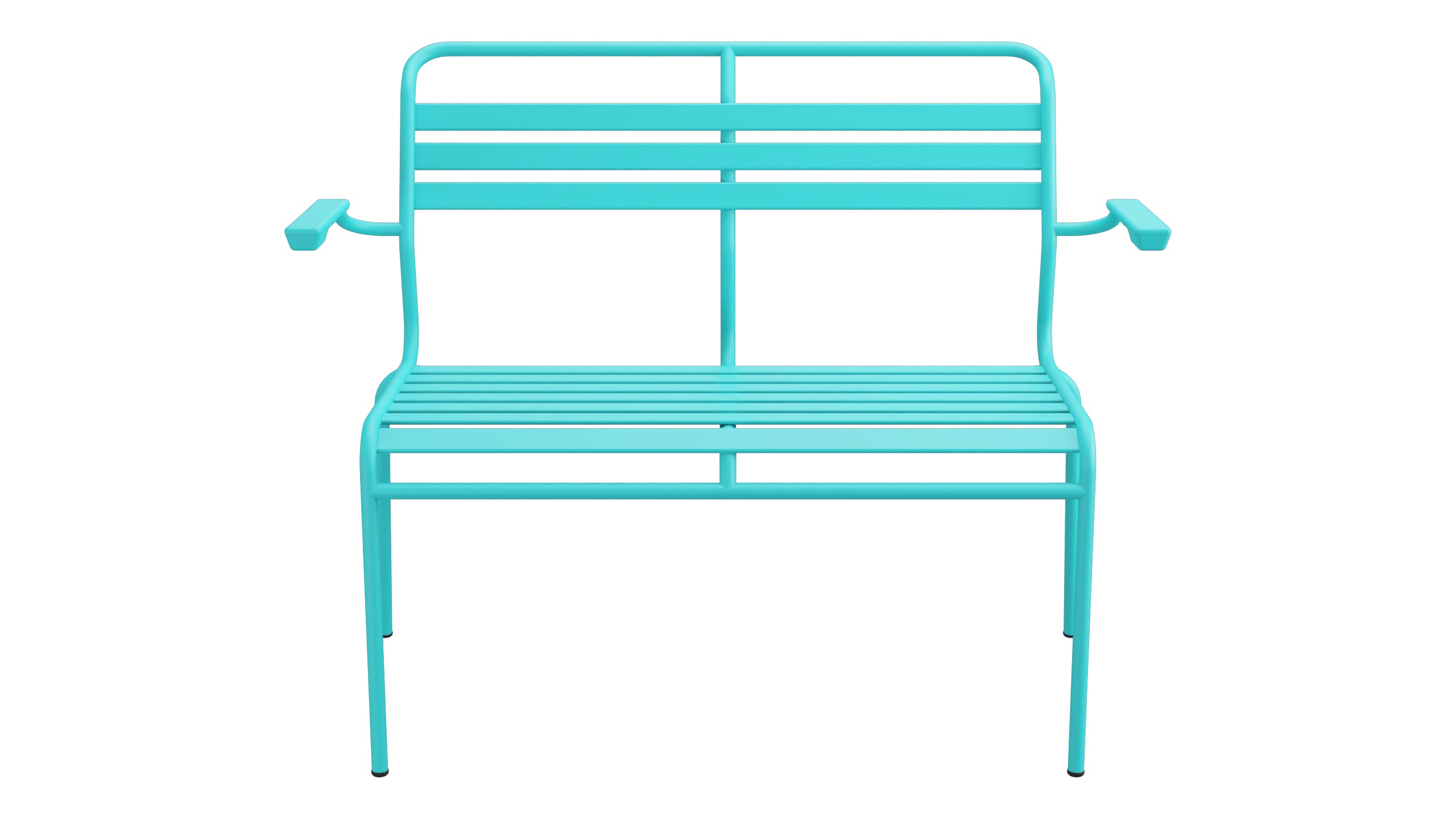 Säntis Lättli-2er Gartenbank mit Armlehne in Türkis präsentiert im Onlineshop von KAQTU Design AG. Gartenbank ist von Schaffner