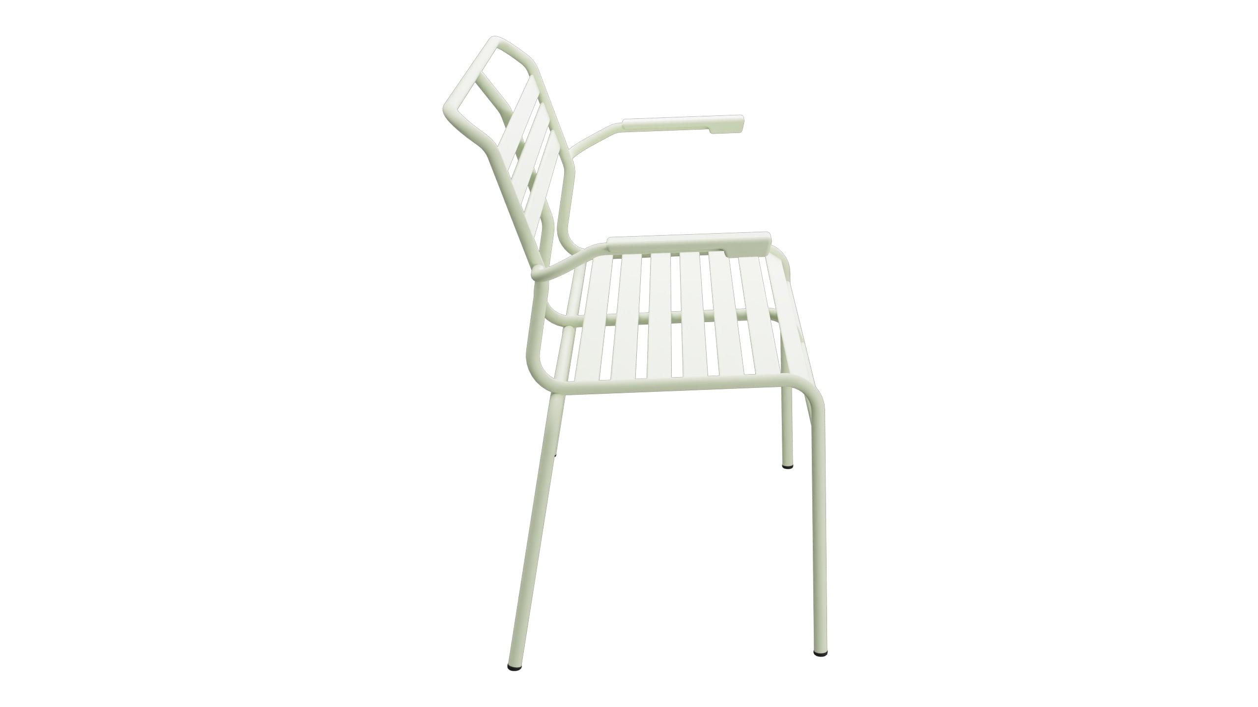 Säntis Lättli-2er Gartenbank mit Armlehne in Pastellgrün präsentiert im Onlineshop von KAQTU Design AG. Gartenbank ist von Schaffner