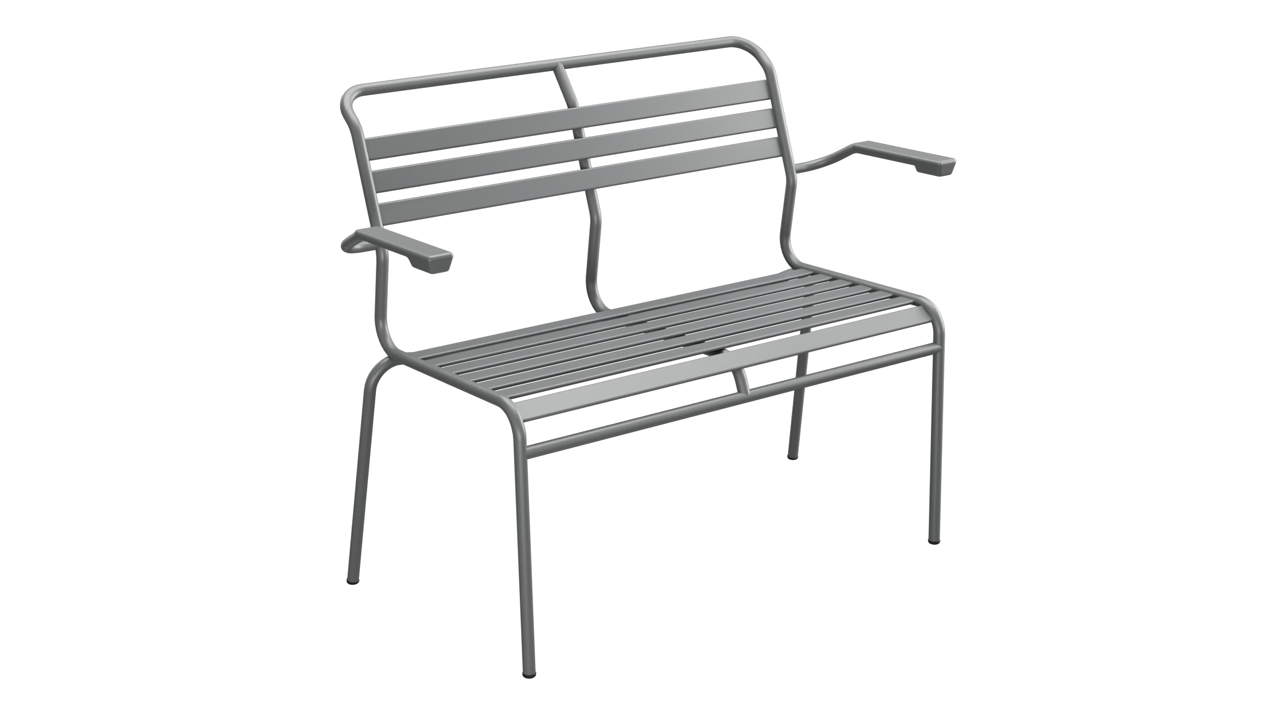 Säntis Lättli-2er Gartenbank mit Armlehne in Graphit präsentiert im Onlineshop von KAQTU Design AG. Gartenbank ist von Schaffner