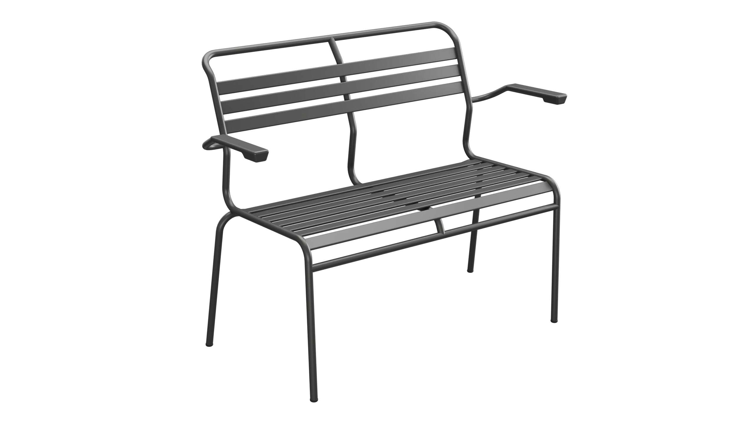 Säntis Lättli-2er Gartenbank mit Armlehne in Anthrazit präsentiert im Onlineshop von KAQTU Design AG. Gartenbank ist von Schaffner