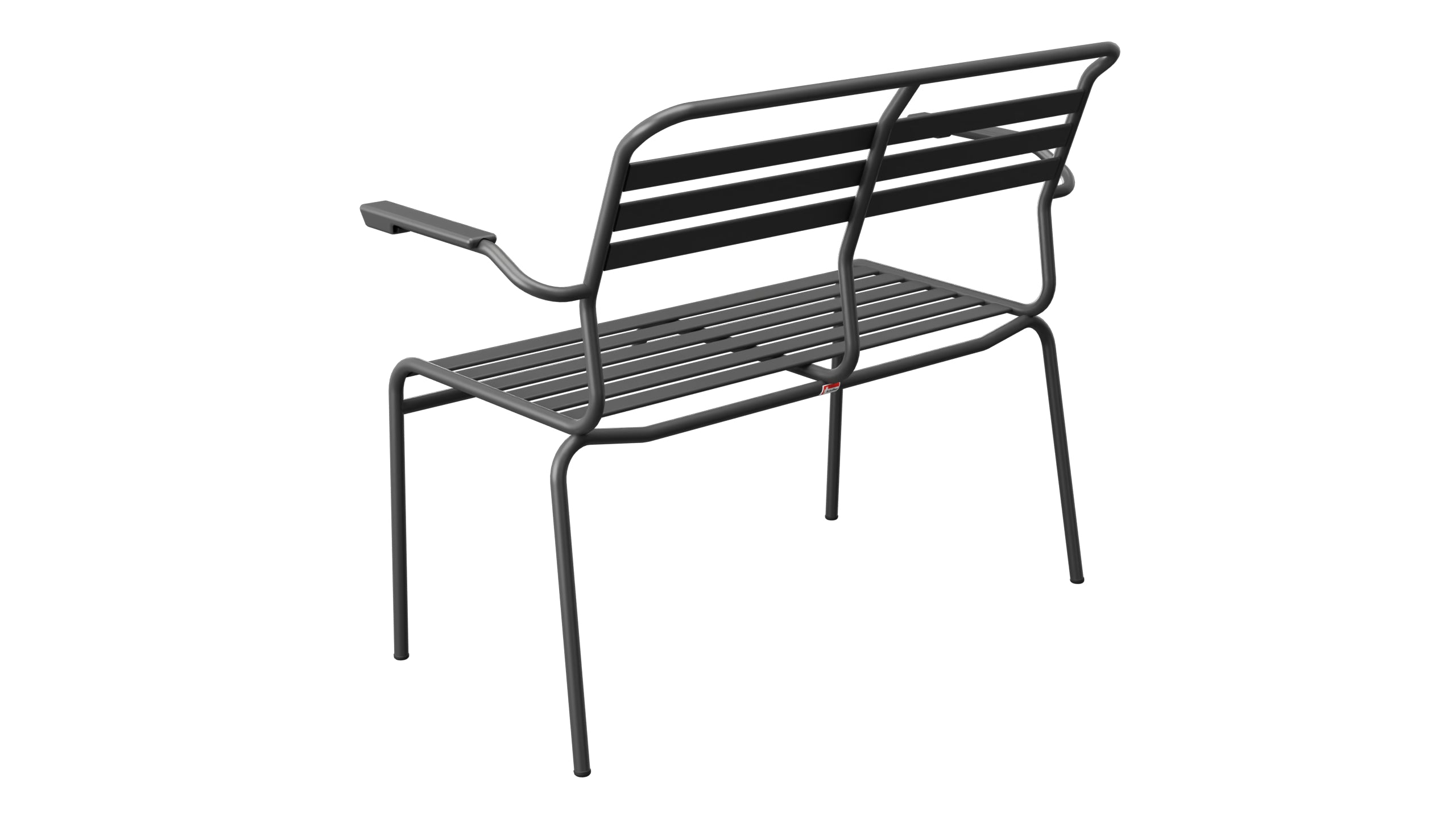 Säntis Lättli-2er Gartenbank mit Armlehne in Anthrazit präsentiert im Onlineshop von KAQTU Design AG. Gartenbank ist von Schaffner