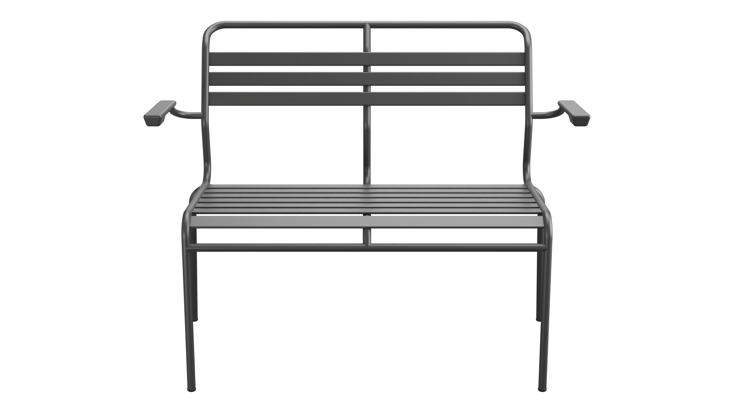 Säntis Lättli-2er Gartenbank mit Armlehne in Anthrazit präsentiert im Onlineshop von KAQTU Design AG. Gartenbank ist von Schaffner