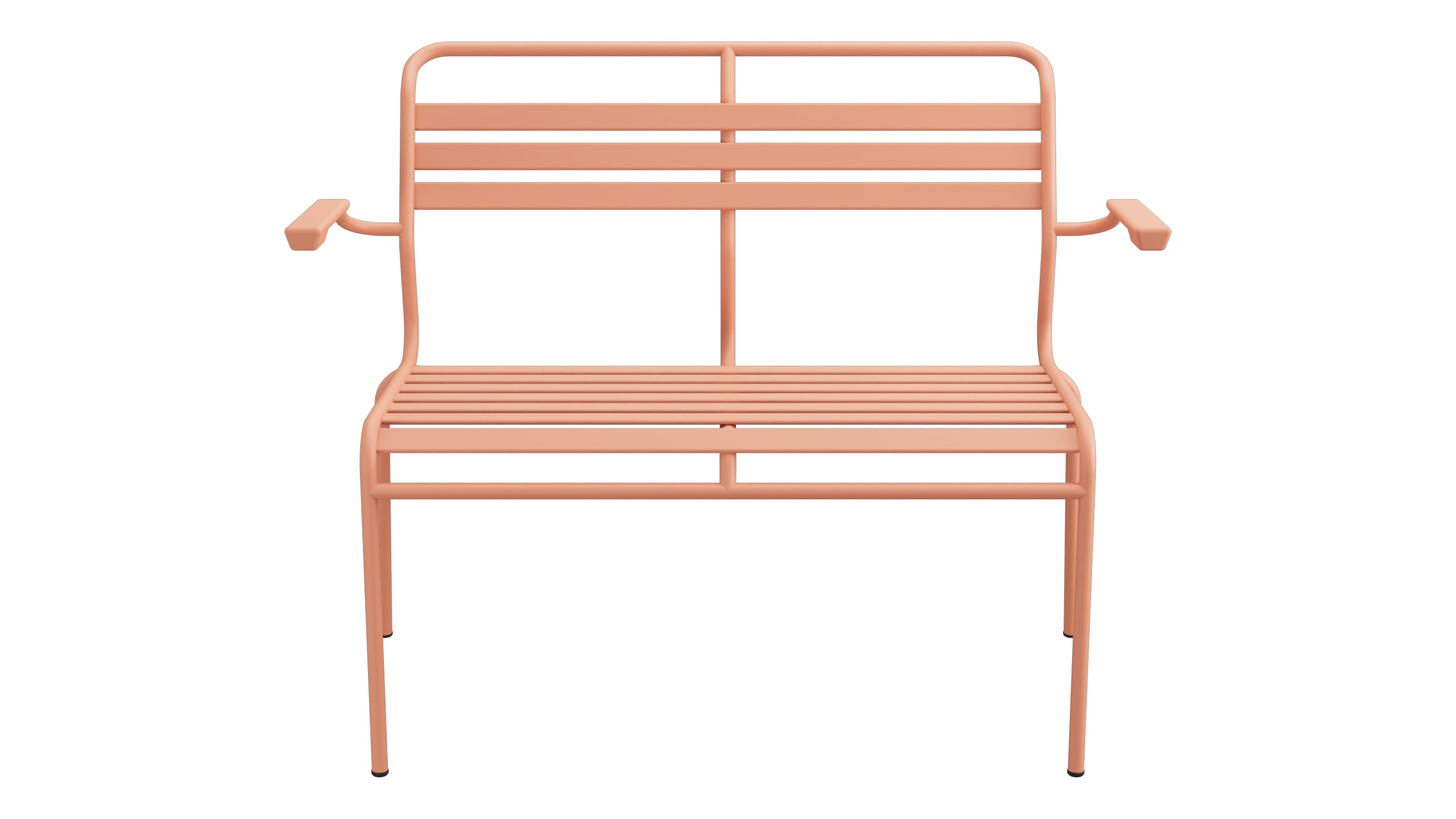Säntis Lättli-2er Gartenbank mit Armlehne in Pastellterracotta präsentiert im Onlineshop von KAQTU Design AG. Gartenbank ist von Schaffner
