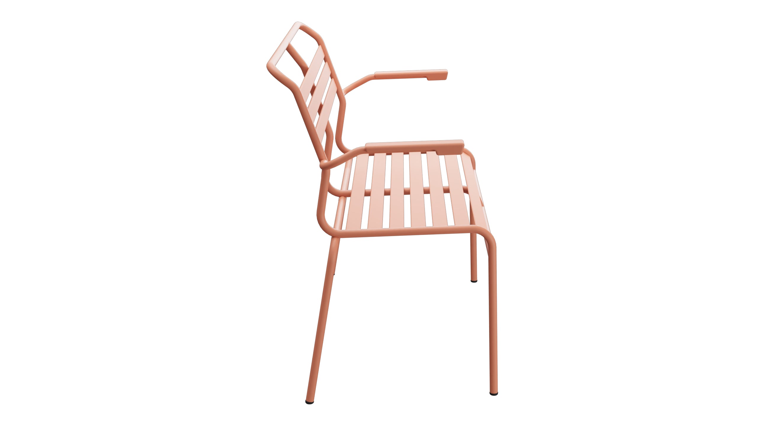 Säntis Lättli-2er Gartenbank mit Armlehne in Pastellterracotta präsentiert im Onlineshop von KAQTU Design AG. Gartenbank ist von Schaffner