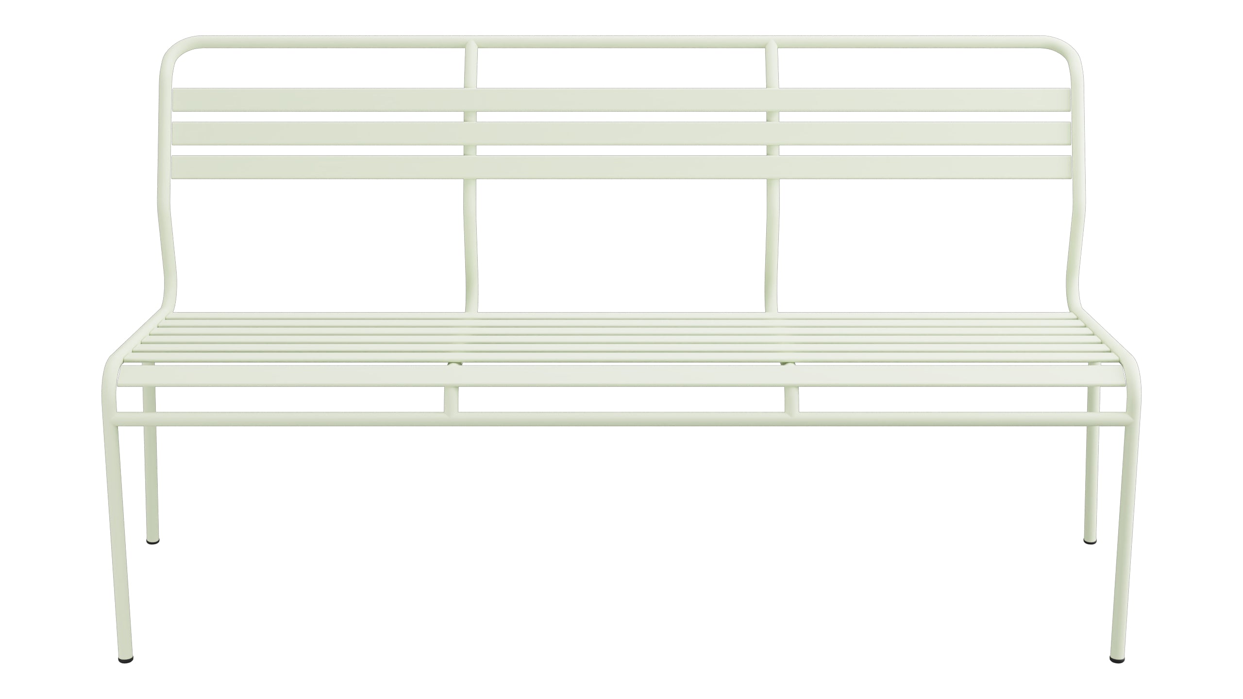Säntis Lättli-3er Gartenbank ohne Armlehne in Pastellgrün präsentiert im Onlineshop von KAQTU Design AG. Gartenbank ist von Schaffner