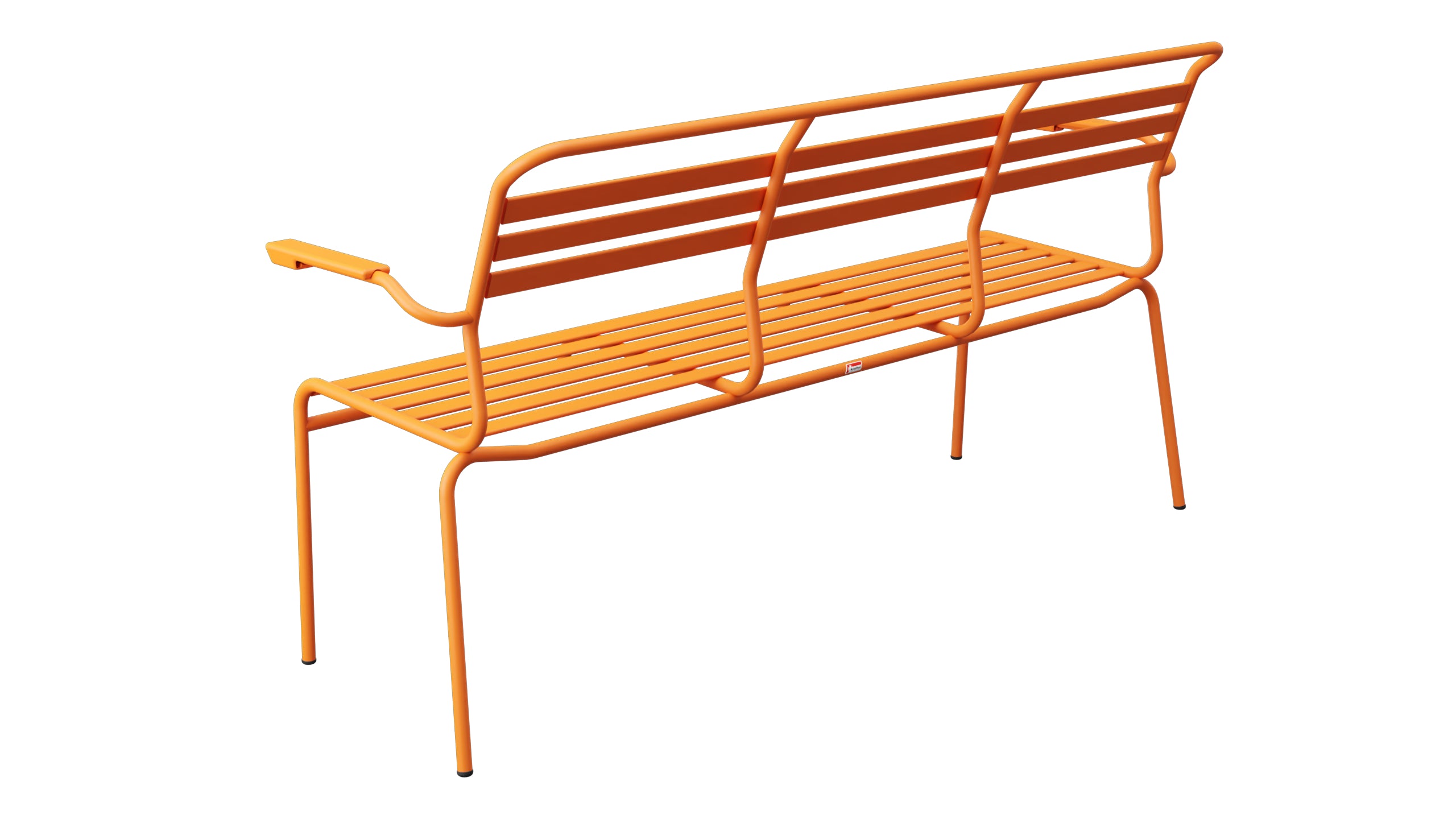 Säntis Lättli-3er Gartenbank mit Armlehne in Orange präsentiert im Onlineshop von KAQTU Design AG. Gartenbank ist von Schaffner