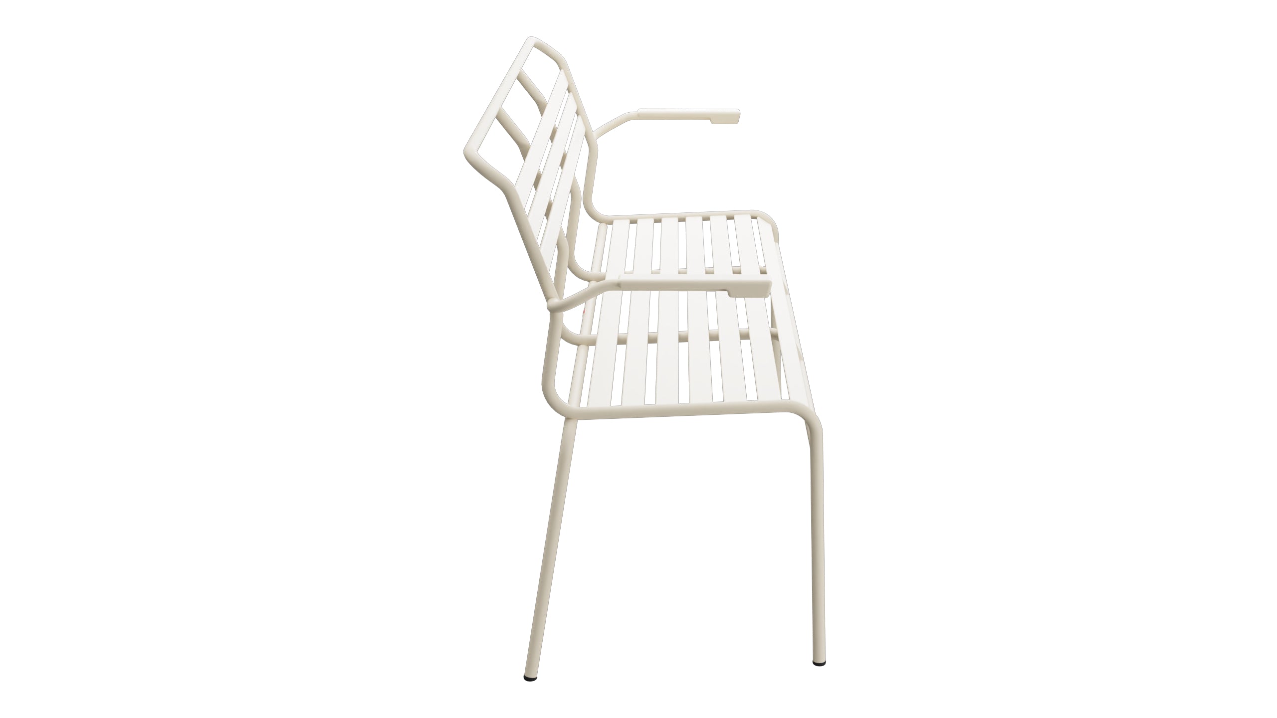 Säntis Lättli-3er Gartenbank mit Armlehne in Pastellsand präsentiert im Onlineshop von KAQTU Design AG. Gartenbank ist von Schaffner