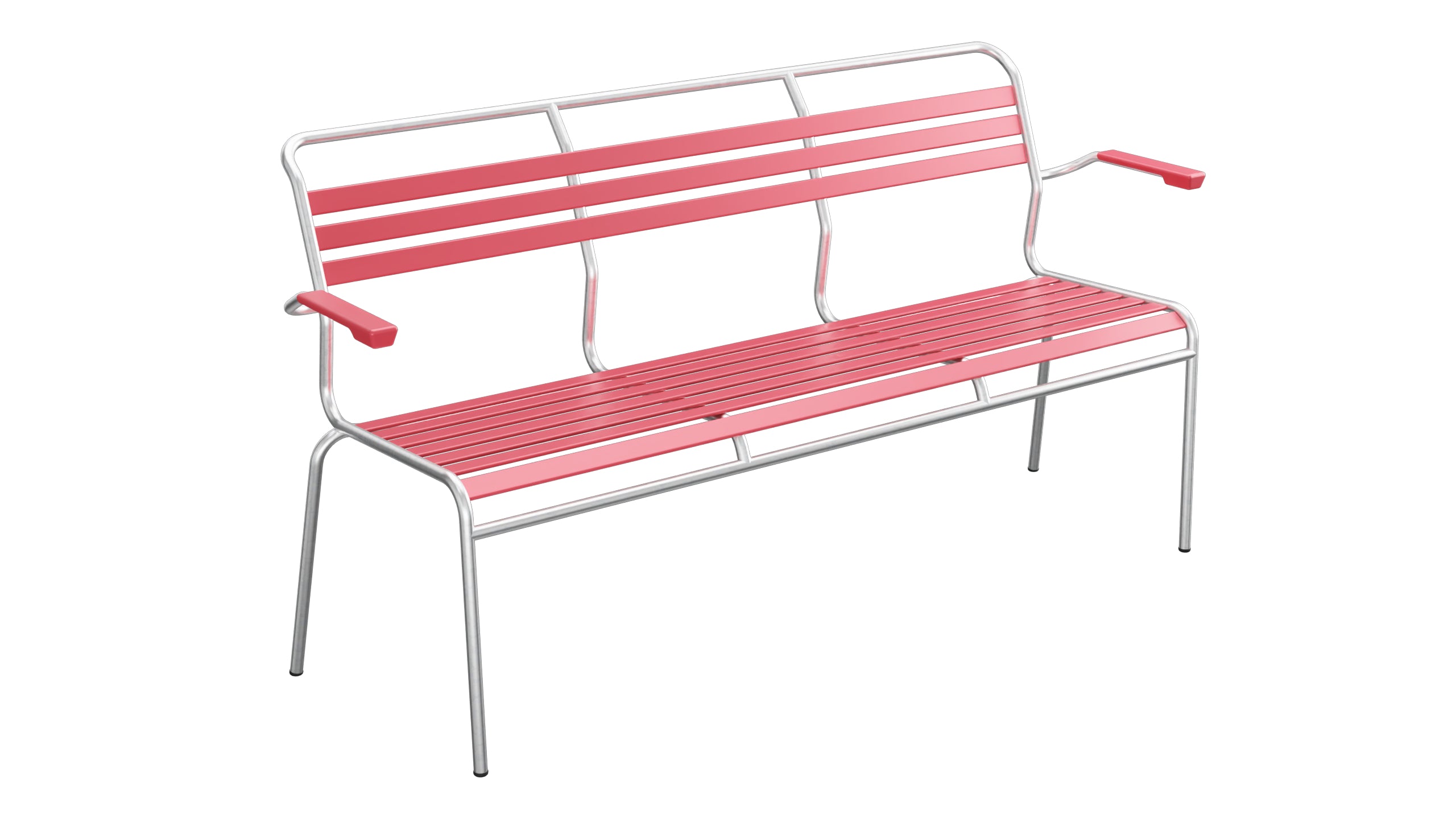 Säntis Lättli-3er Gartenbank mit Armlehne in Ahornrot präsentiert im Onlineshop von KAQTU Design AG. Gartenbank ist von Schaffner