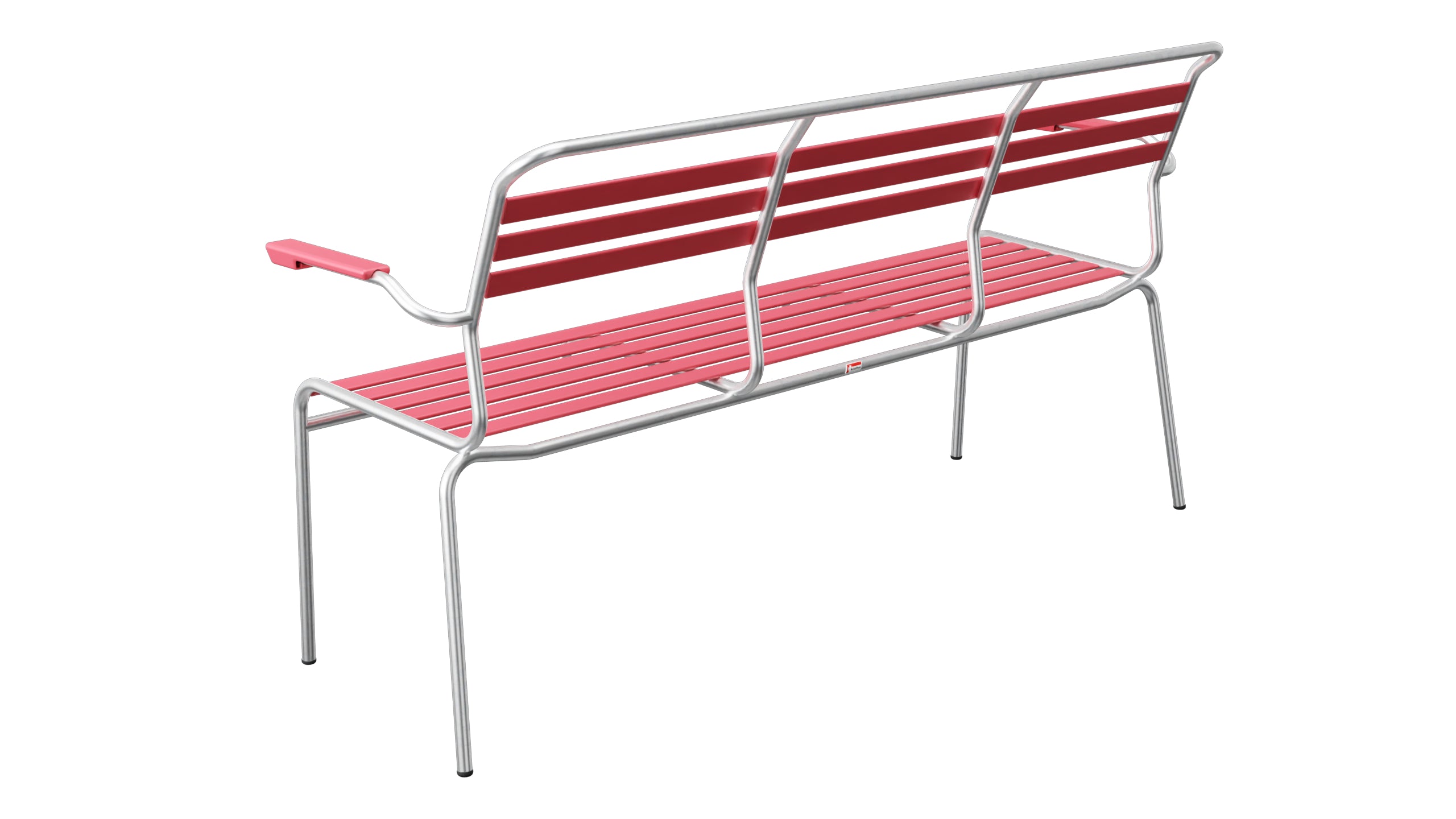 Säntis Lättli-3er Gartenbank mit Armlehne in Ahornrot präsentiert im Onlineshop von KAQTU Design AG. Gartenbank ist von Schaffner